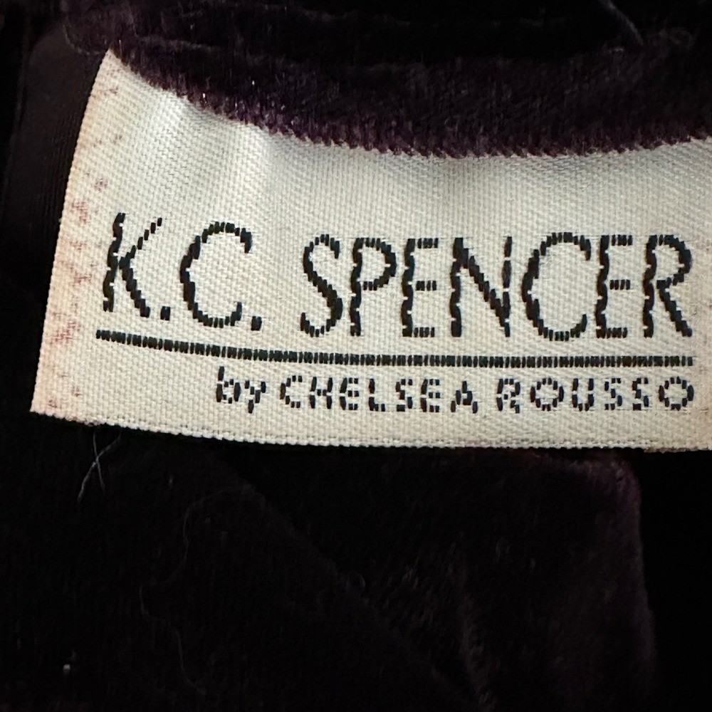 VTG KC Spencer Womens Dress Plus 1X Plum Purple Velvet Mock Neck Modest Maxi