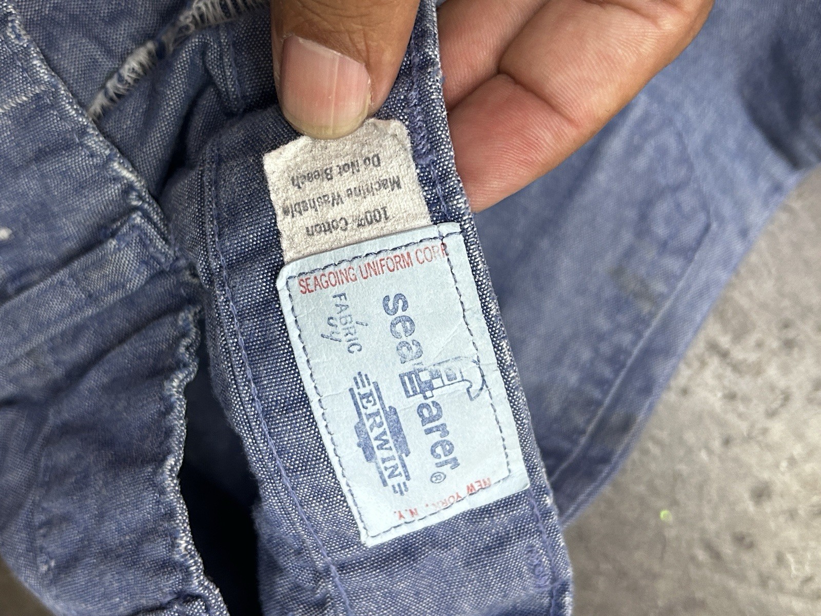 Vintage 70s US Navy Seafarer Bell Bottom Denim Dungarees High Rise 24×28