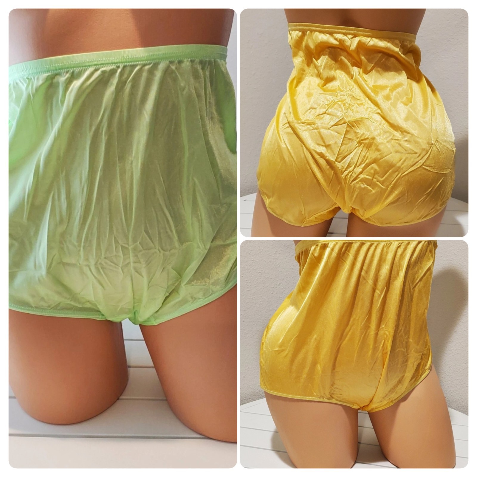 Shadowline 17032 Full Cut Brief Shiny Nylon Full Cut Panty Green Orange Yellow