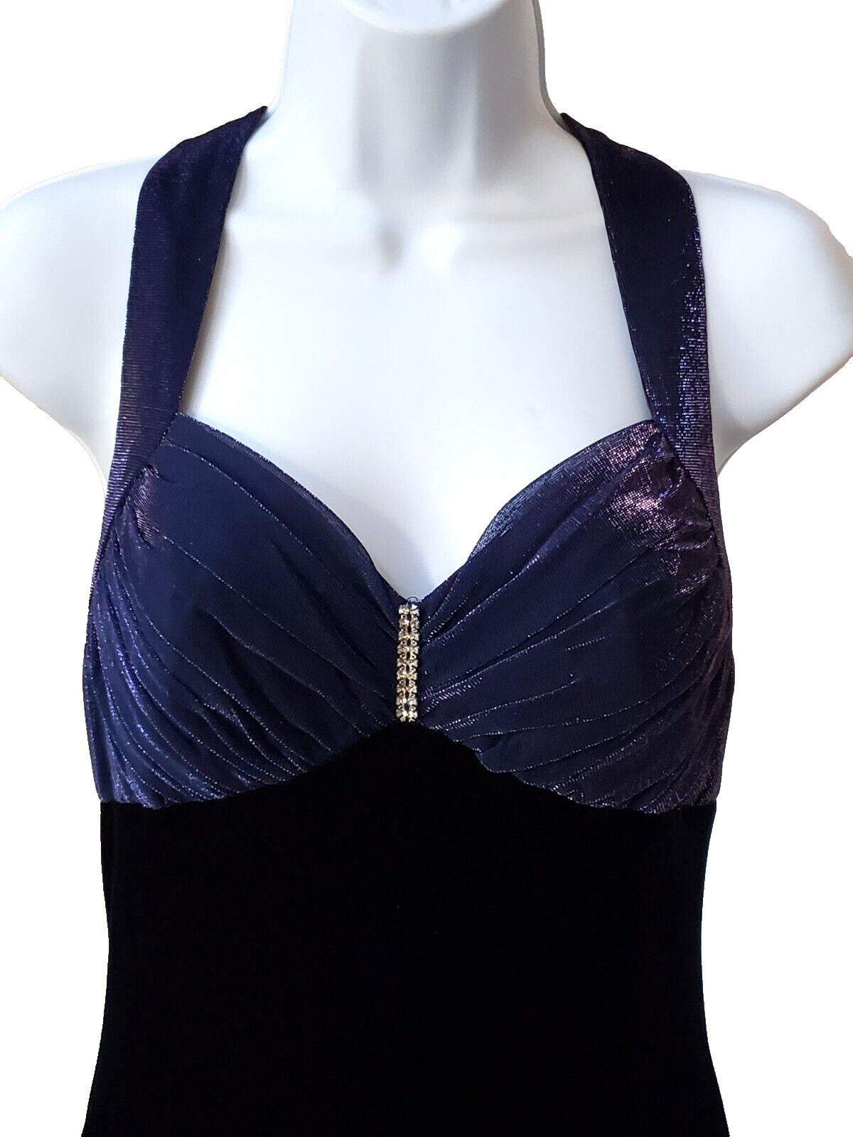 Glam Vtg Blondie & Me Evening Indigo Party Evening Maxi Dress 9/10 Velvet Body