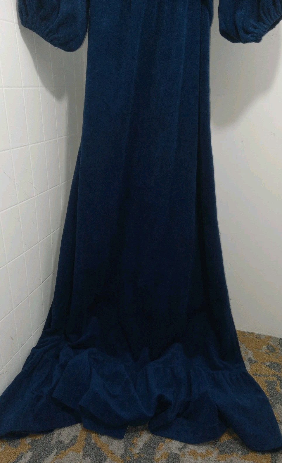 Vintage Montgomery Ward 70s Blue Prairie Style Dress Sz 7/8, Renaissance, Peasan
