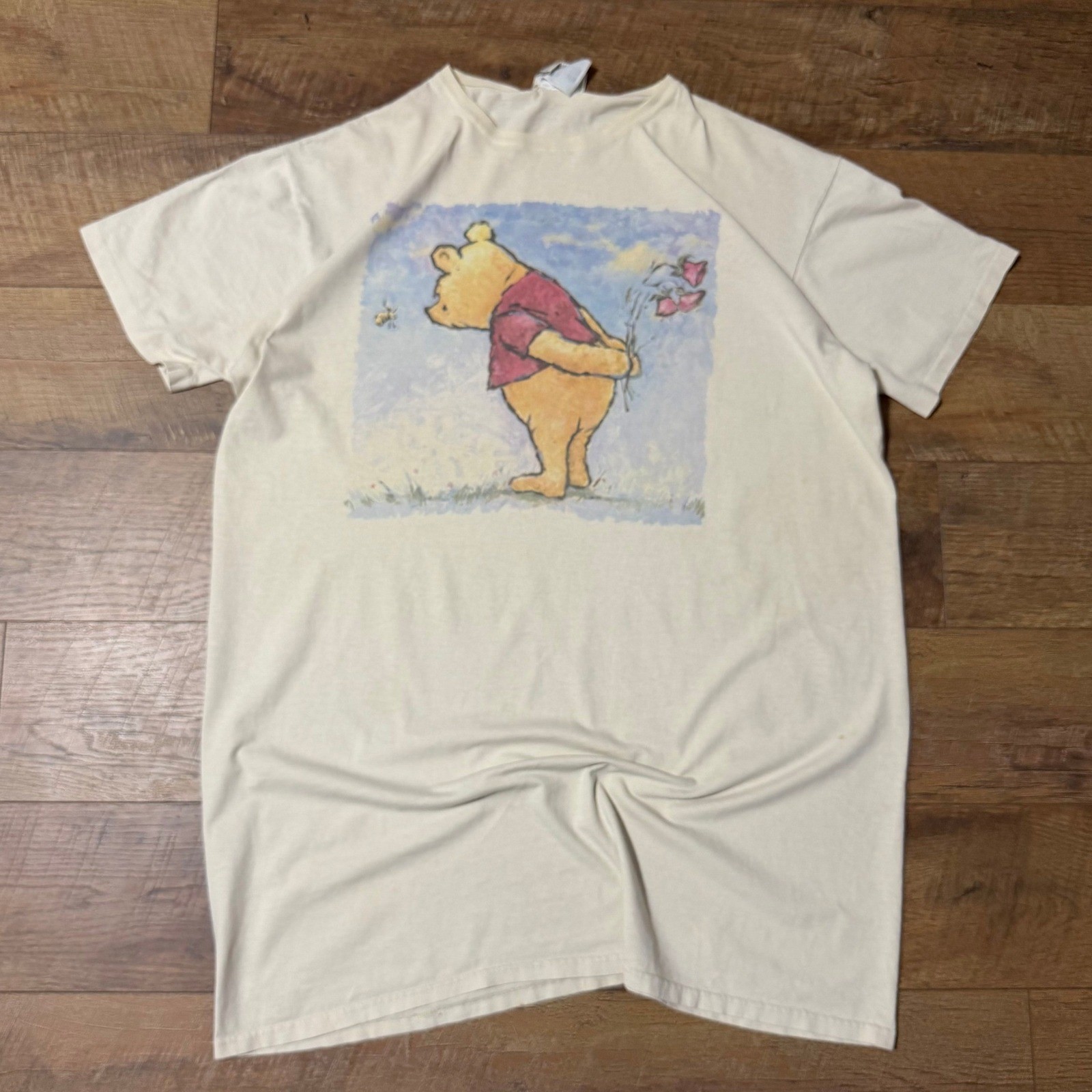 Vintage Classic Pooh Disney T-Shirt Cream One Size Made in USA 90s Graphic Tee