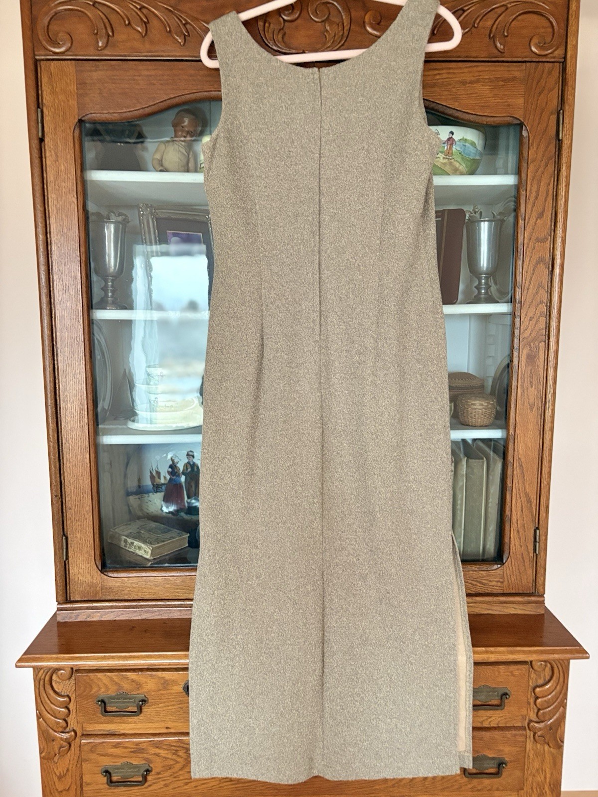 VTG LESLIE BELLE SIZE 10 Women Beige Long Dress With Matching Jacket