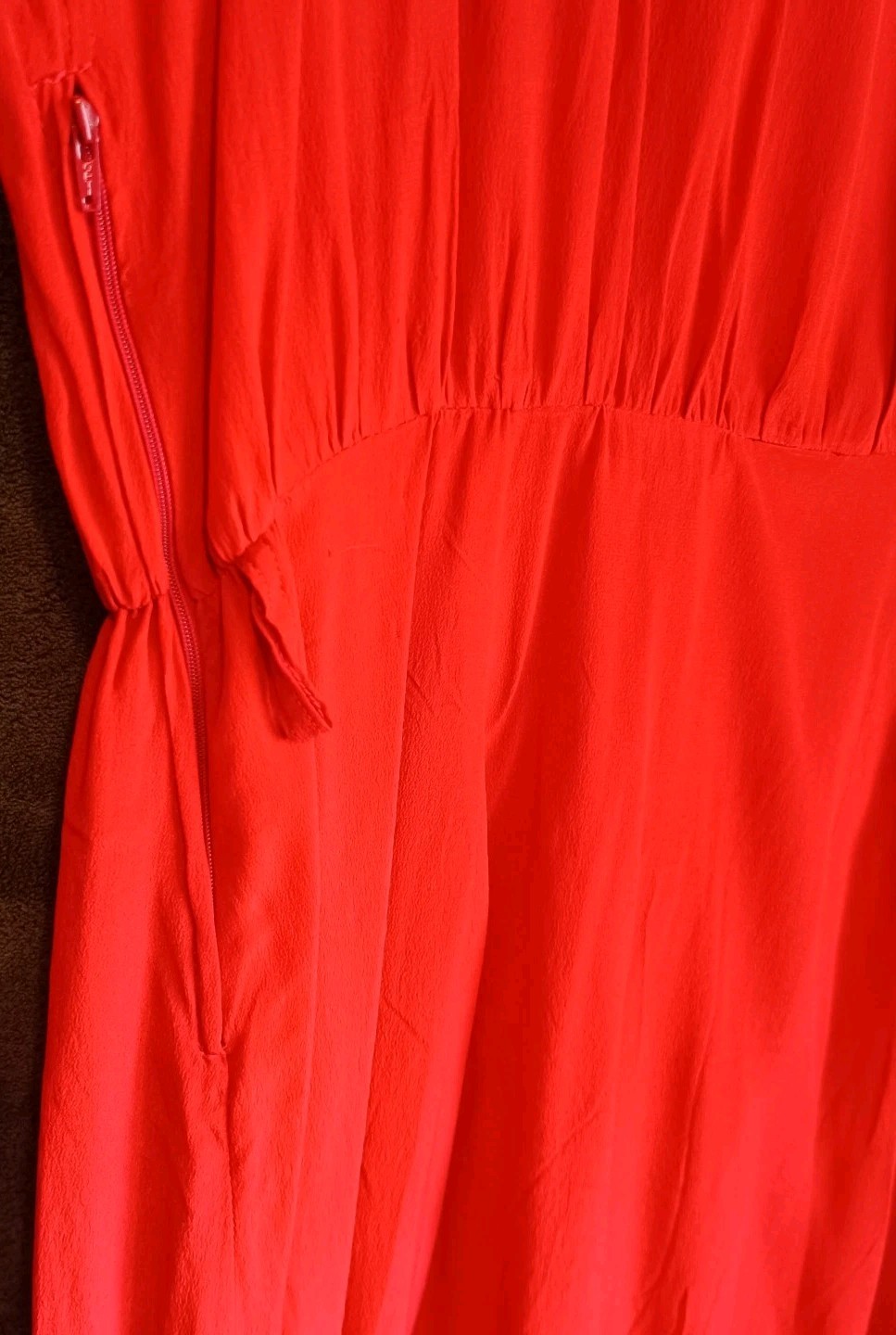 Vintage Dress 36 S 38 M Red Beaded Pintuck Midi Lepool Diffusion True Vintage