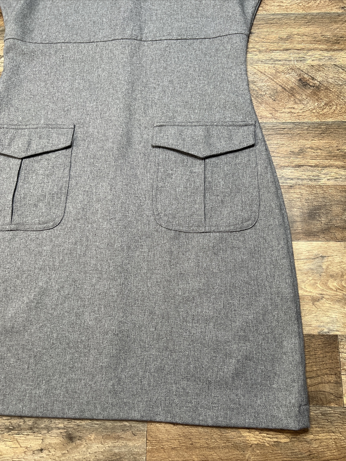 Vintage No Excuses Gray Dress Front Pocket Sleeveless Size Large Preowned