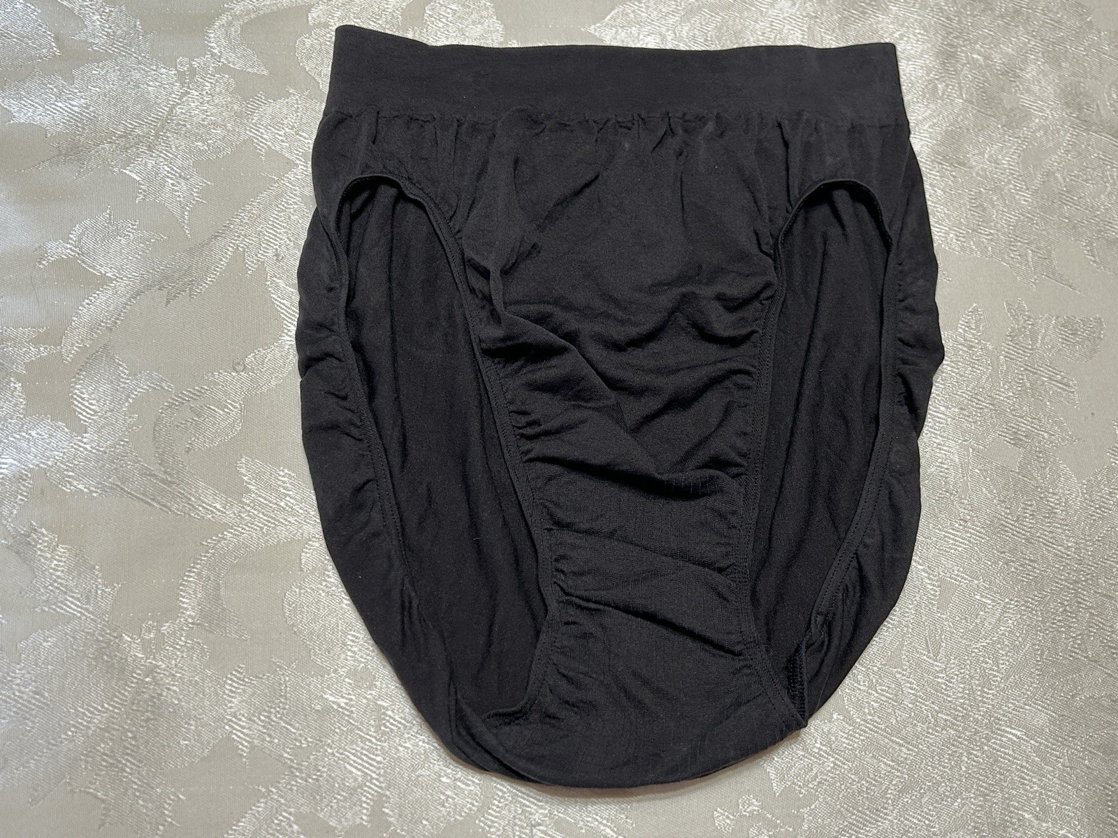 NWT Vtg BALI 2303 Nylon Wide Waistband Hi-Cut Sz 8/9 Black Panties #434