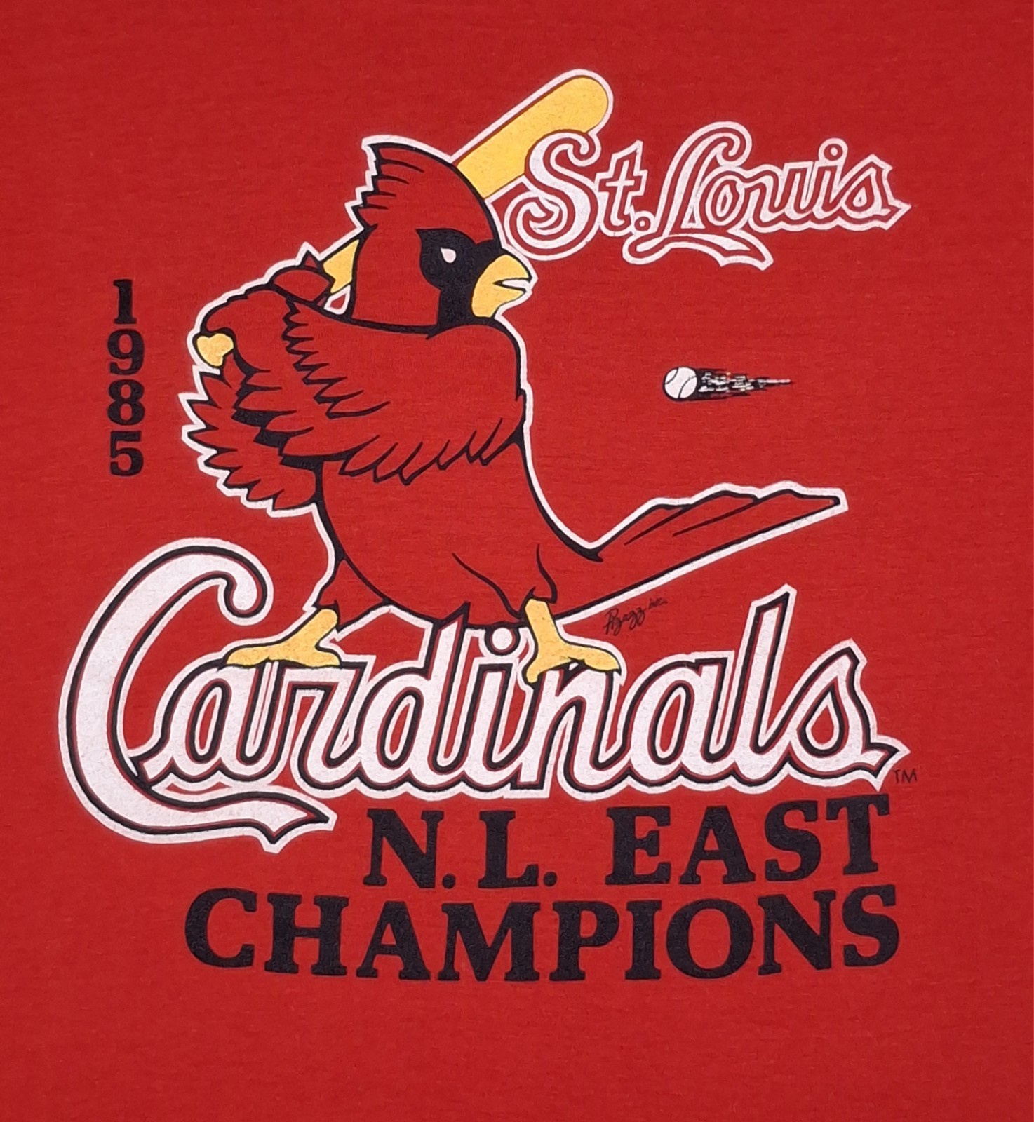 Vintage 1985 St Louis Cardinals NL East Champions Screen Stars Women’s L T-Shirt
