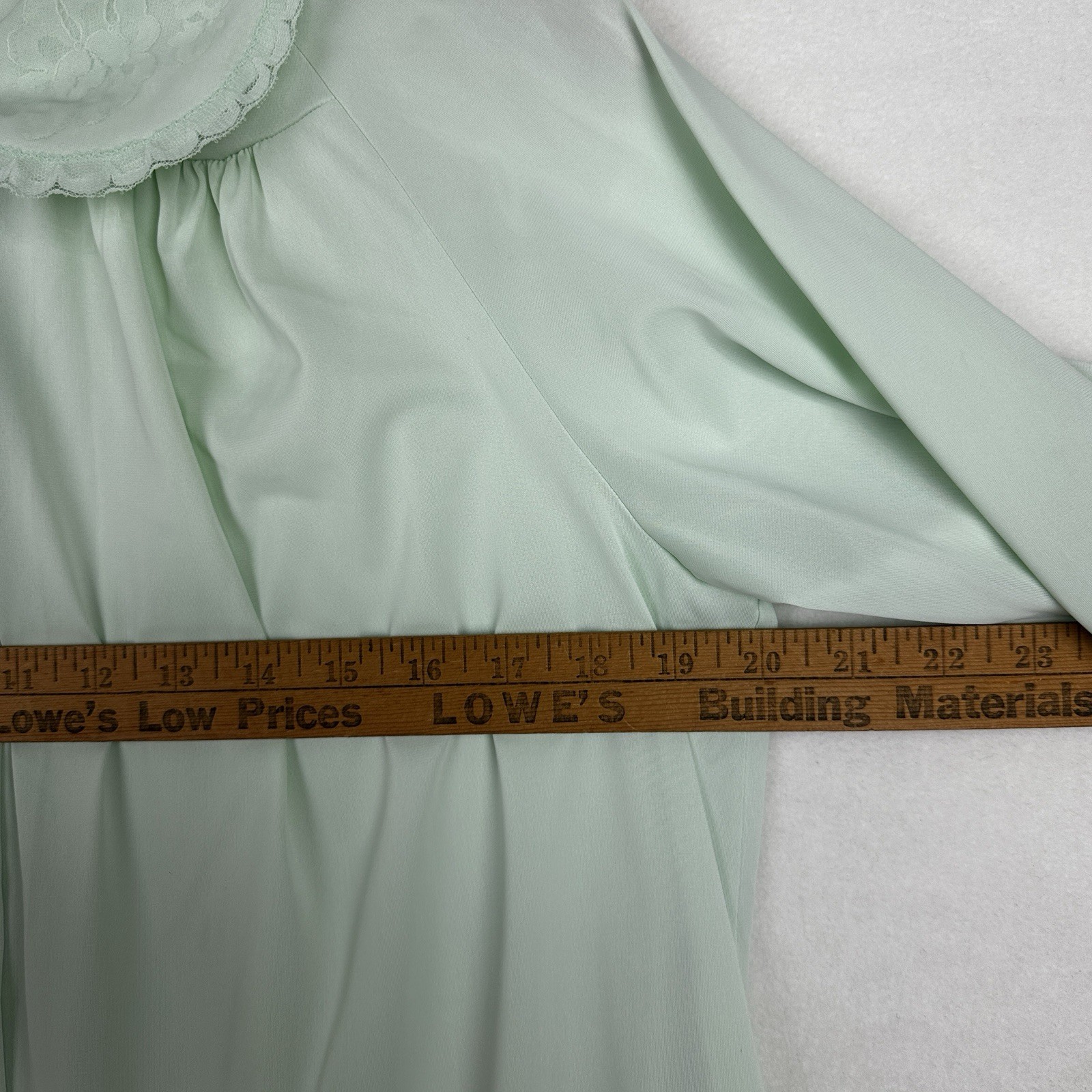 Vintage Shadowline PJ Top Bed Jacket Aqua Nylon Lace Medium Youth Buttons Pocket