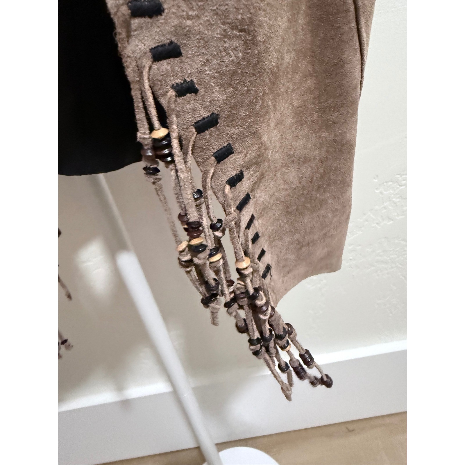 Handmade Suede Leather Vest Beaded Fringe | Western Boho Festival Vintage