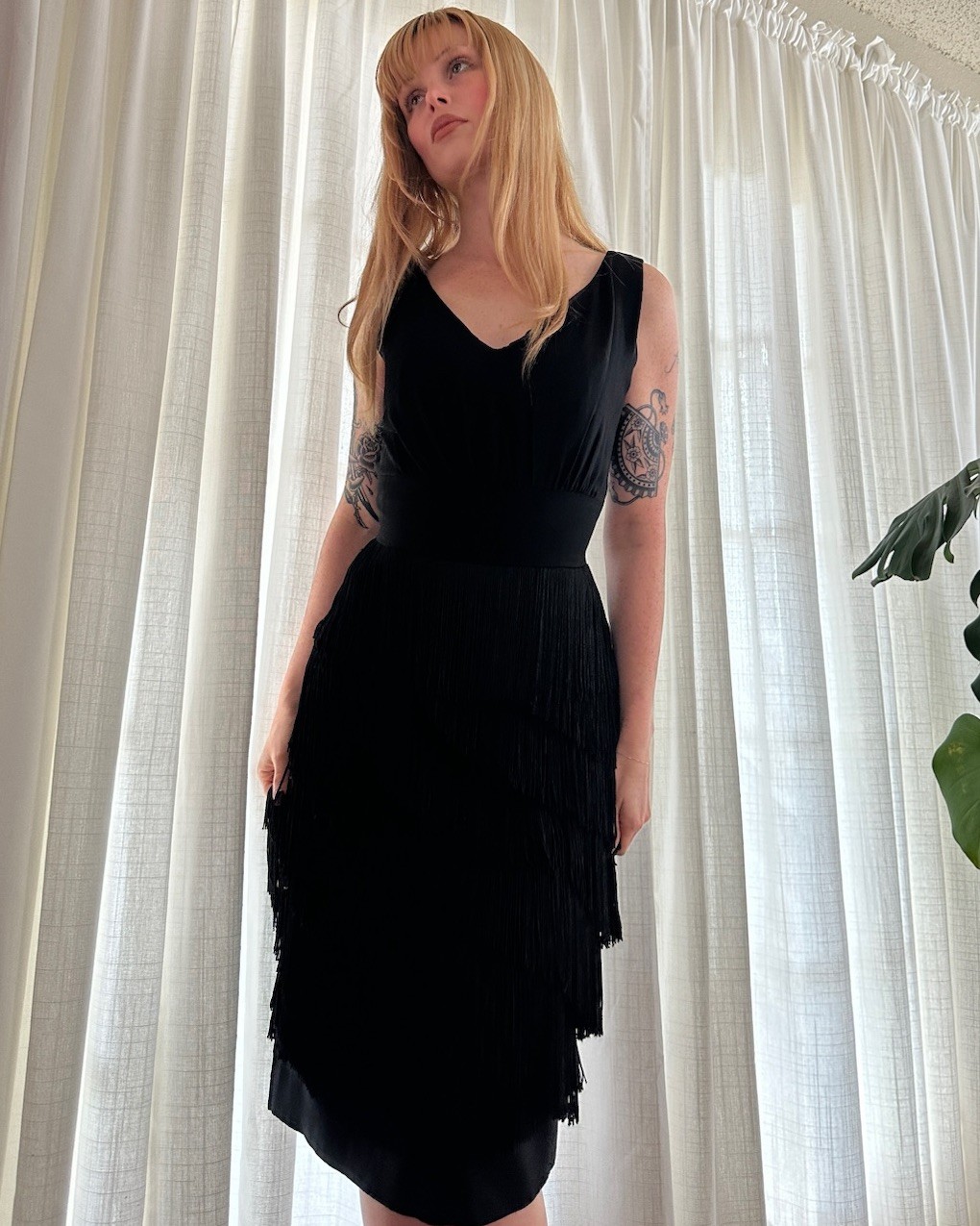 1960s Lilli Diamond Fringe Party Dress New Years Holidays Vintage Cocktail Dress