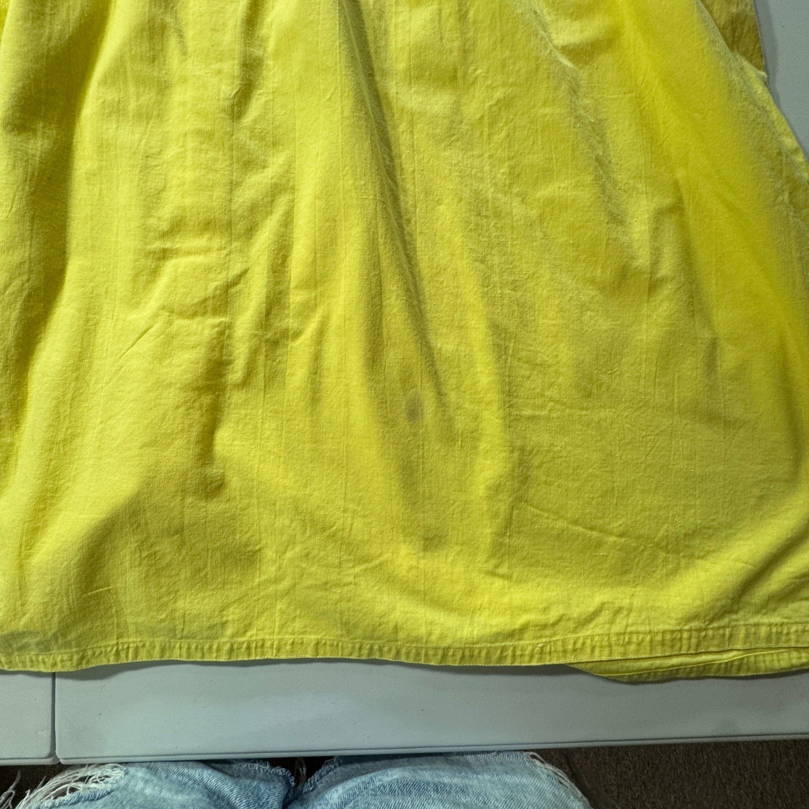 Vintage 80s Pastel Button Down Dress Womens Large Yellow Sleeveless Midi