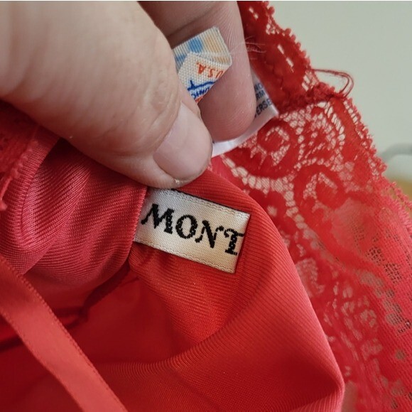Vintage Montaldo’s Redish Pink Full Slip With Lace Size 36 Made in USA