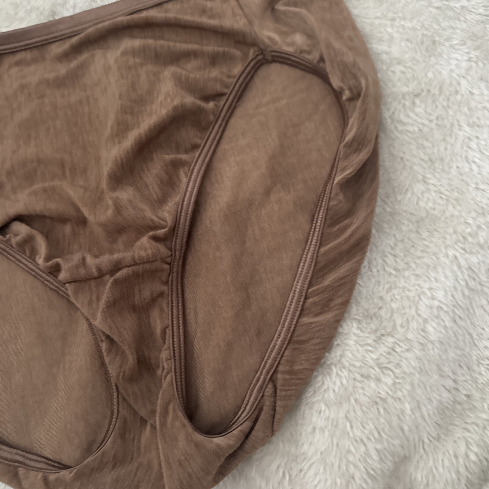 Vintage Cabernet Brown Nylon & Spandex Hi-Cut Bikini Panties Size 7 71-13-108