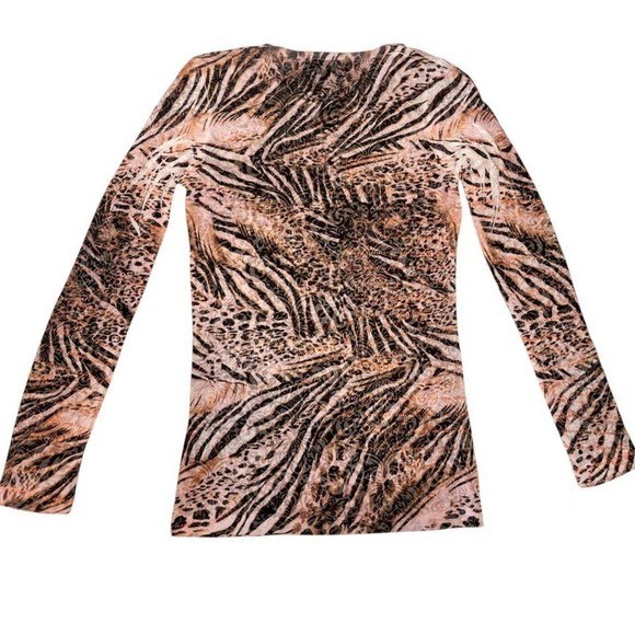🐅 deadstock Sledge USA Y2K Tiger Print Rhinestone Bling Top Small NWOT