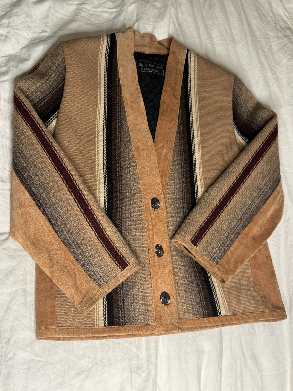 Vintage – Lily of the West – Sedona Arizona – Blanket Jacket – Wool and Suede