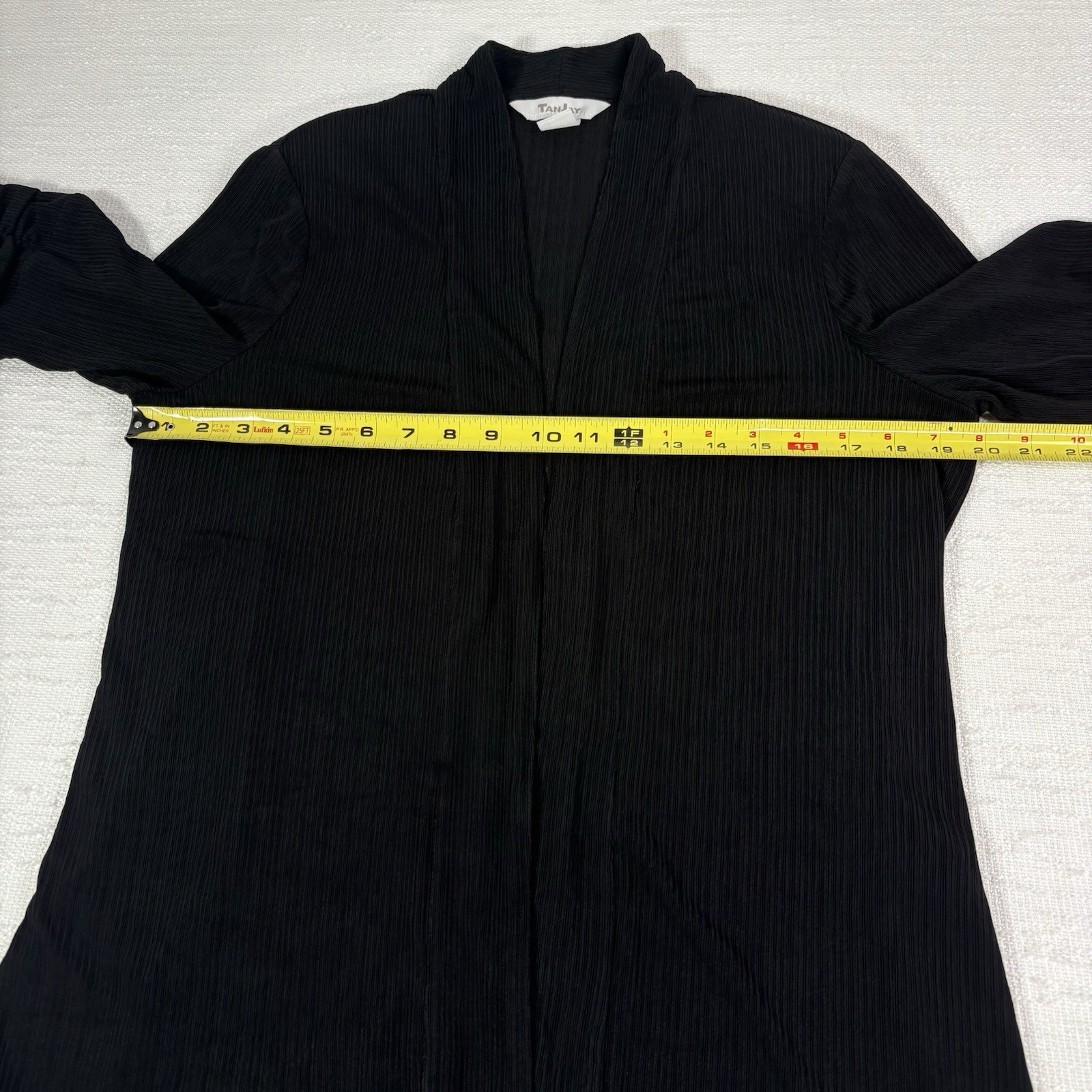 Vintage TanJay 3-Piece Set Black Ribbed Skirt Top Jacket Size S/P Beaded Neck