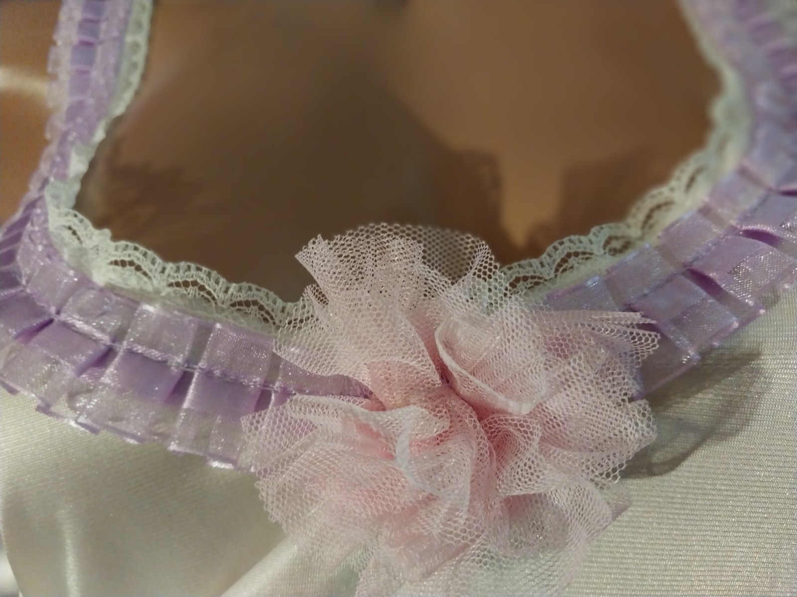VTG Silky Nylon DollCore Cami Blouse Top Frilly Lacy Neon Pink Bows Burlesque 48