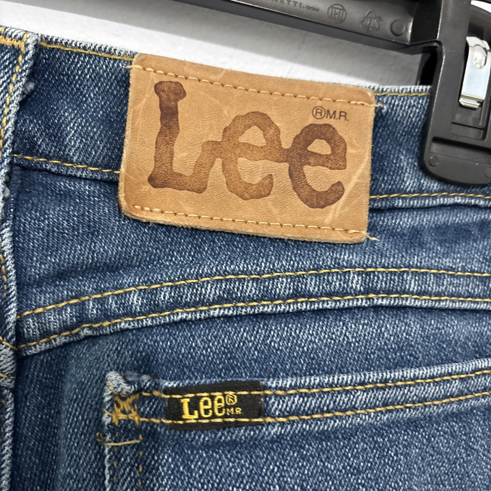 Vtg Lee Straight Pants Mom Jeans Medium Wash 5 Pockets Wavy S Stitching Sz 14L