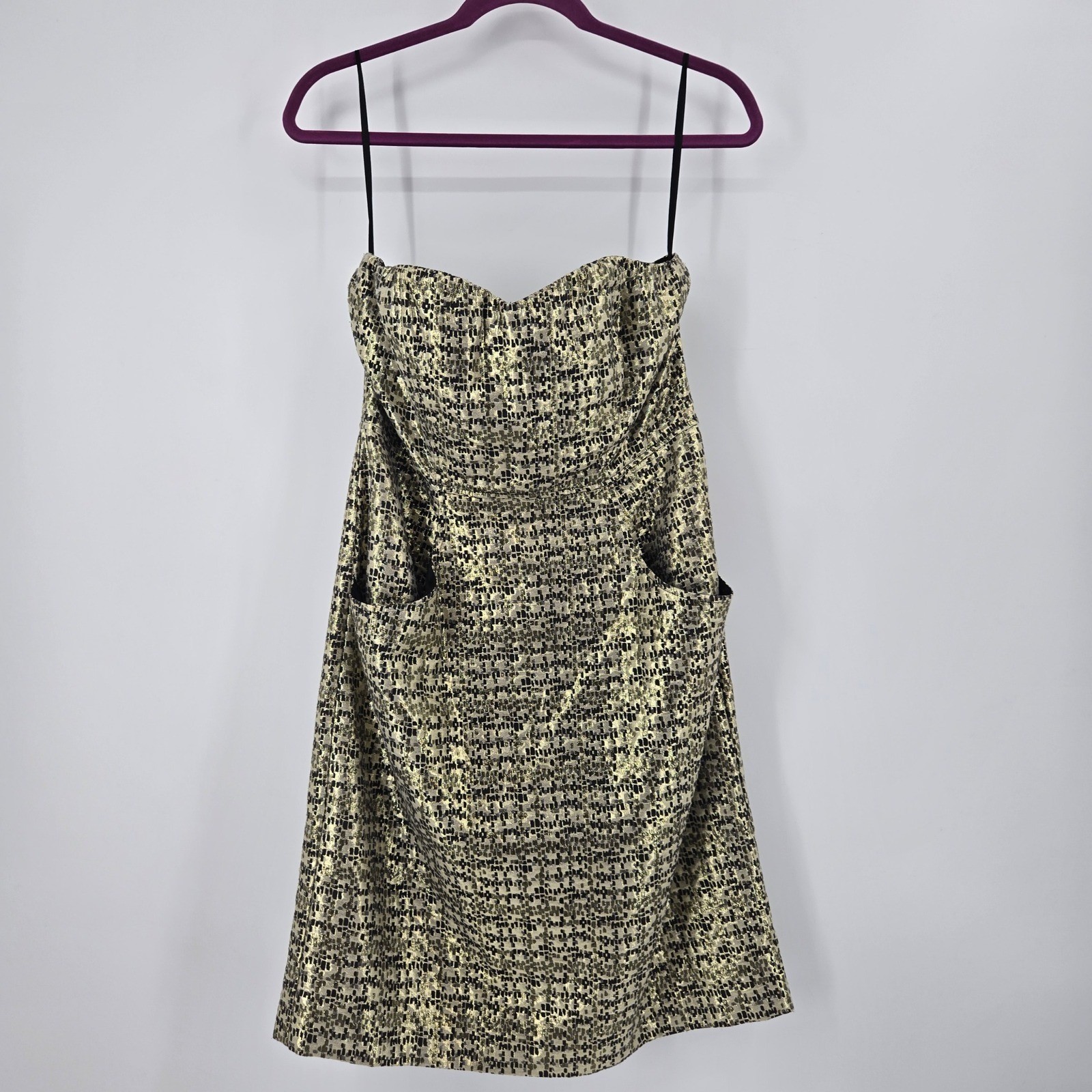 90’s Strapless Cocktail Dress The Limited 8 Gold Black Mosaic Print EUC Vintage