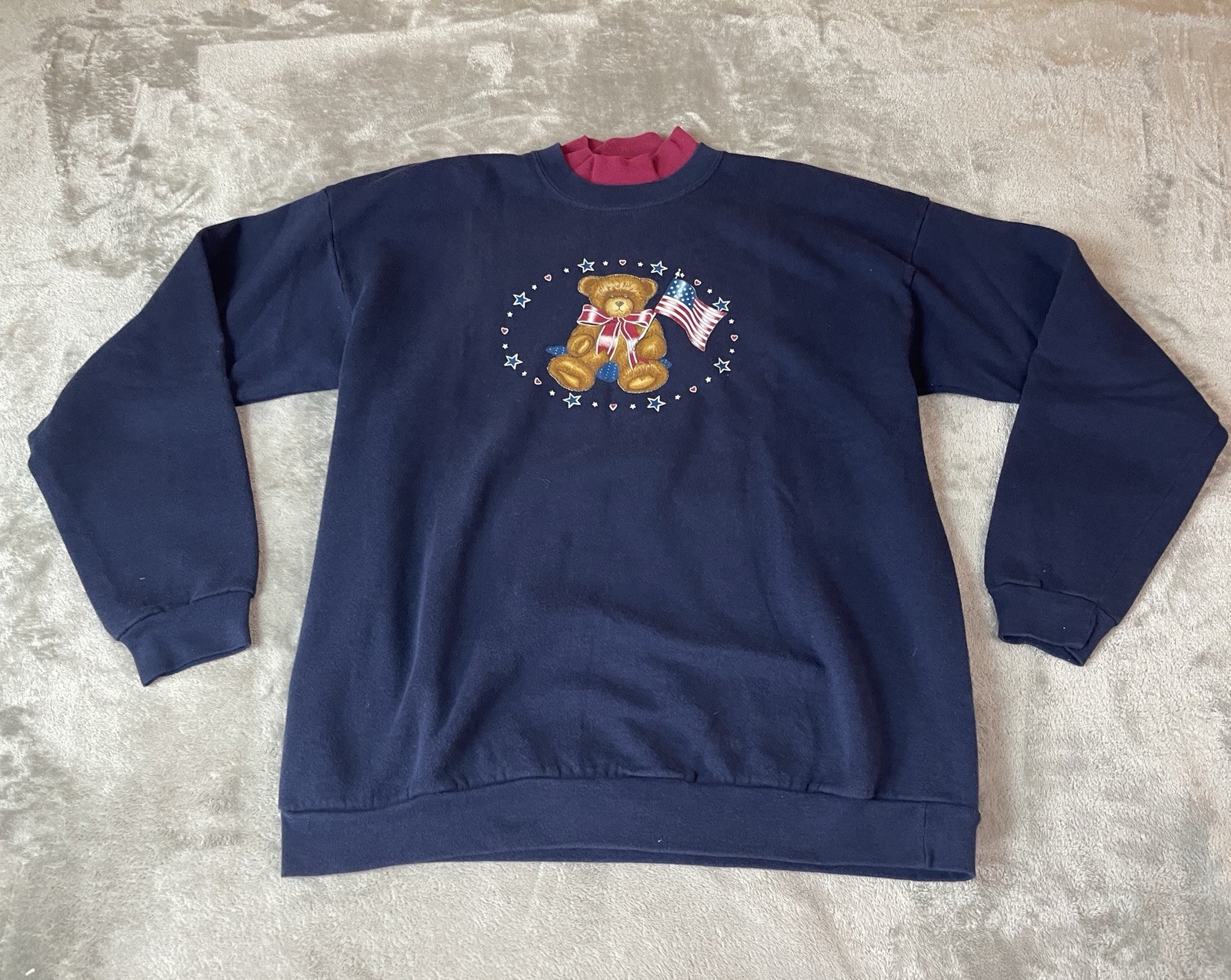 VTG Endless Designs Patriotic Teddy Bear XL Crewneck Sweatshirt USA !!
