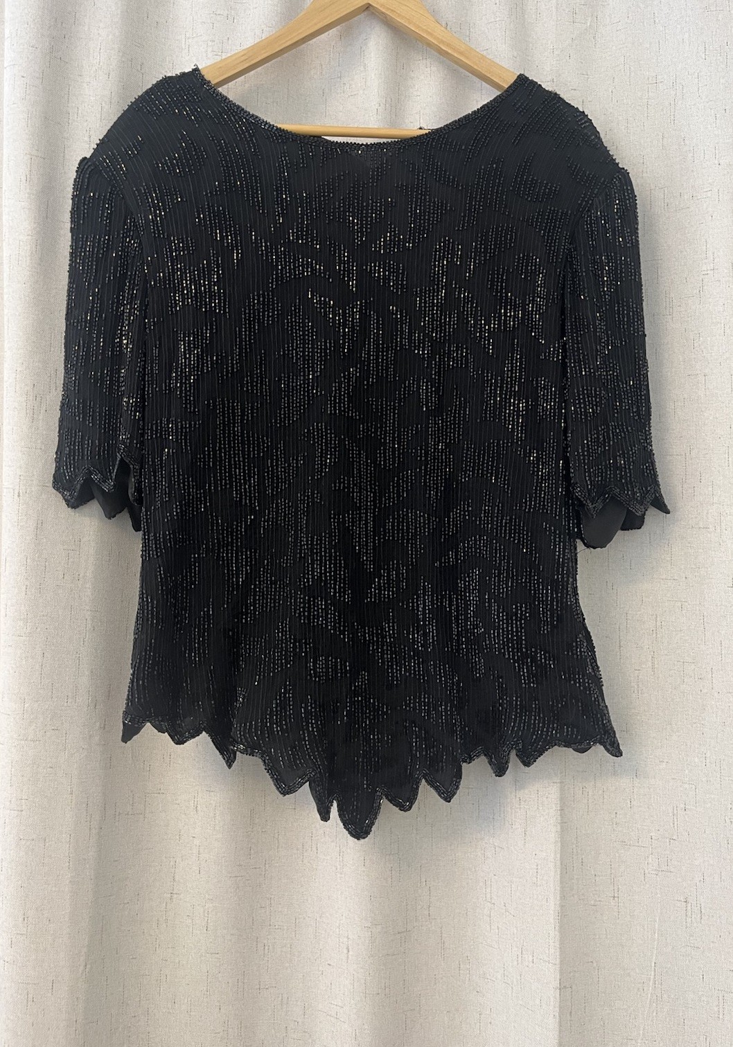 Lawrence Kozar Vintage 80s Women’s Black 100% Silk Long Blouse