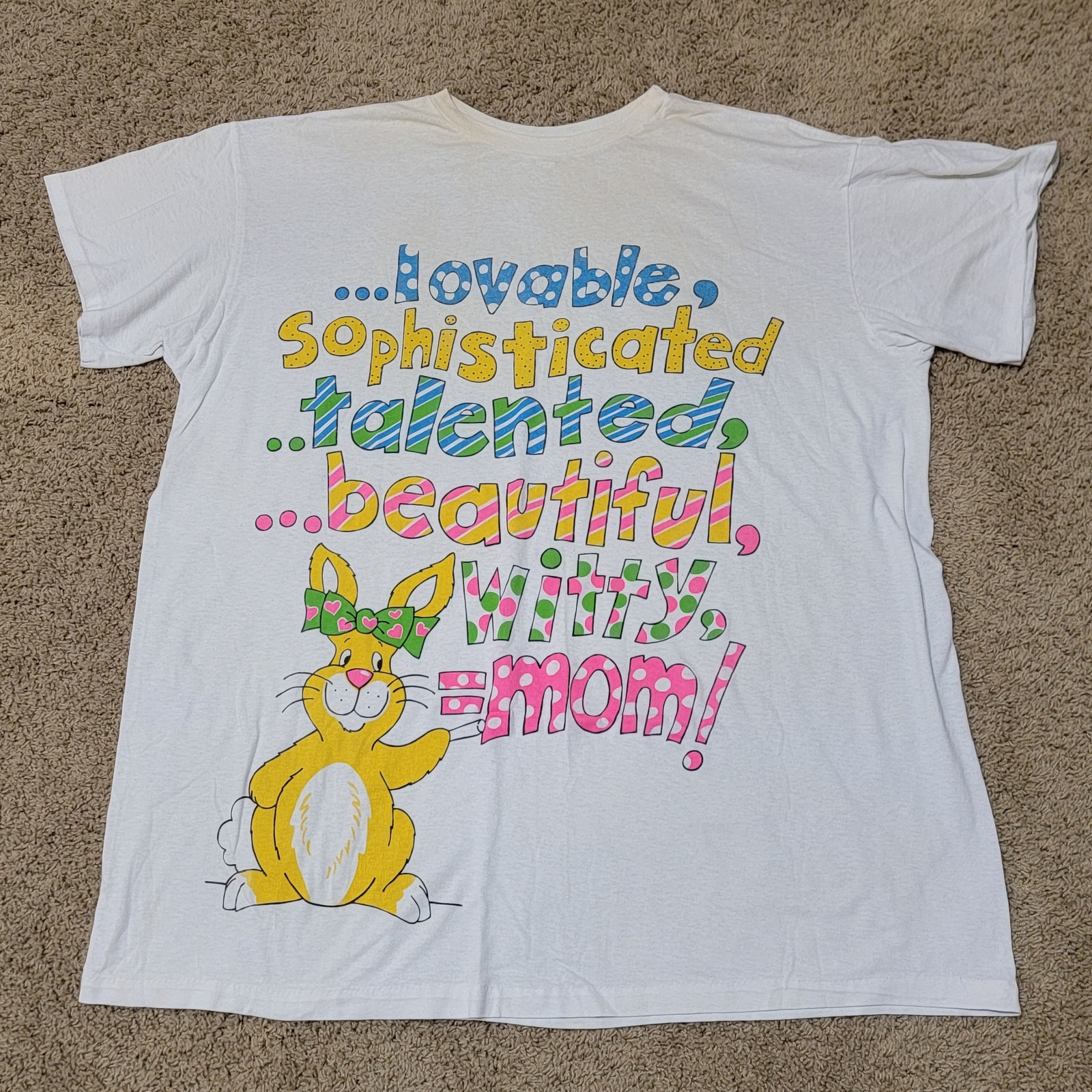 Vintage Bunny Shirt Lovable Sophisticated Talented Witty Mom One Size Fits All