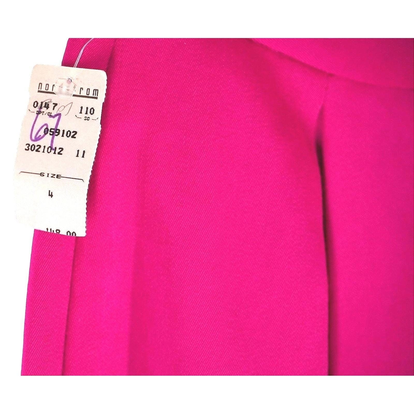 Vintage Dana Buchman Pencil Skirt Women 4 Pink 100% Wool Pleated Back Vent NWT