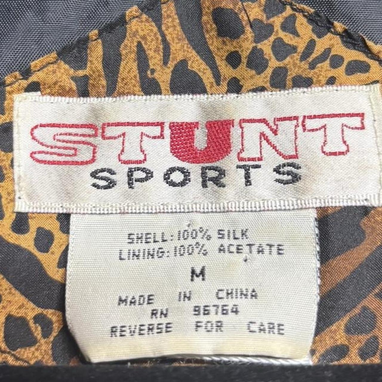 90’s Stunt Sports 100% Silk Leopard Print Zippered & Buttoned Windbreaker Jacket