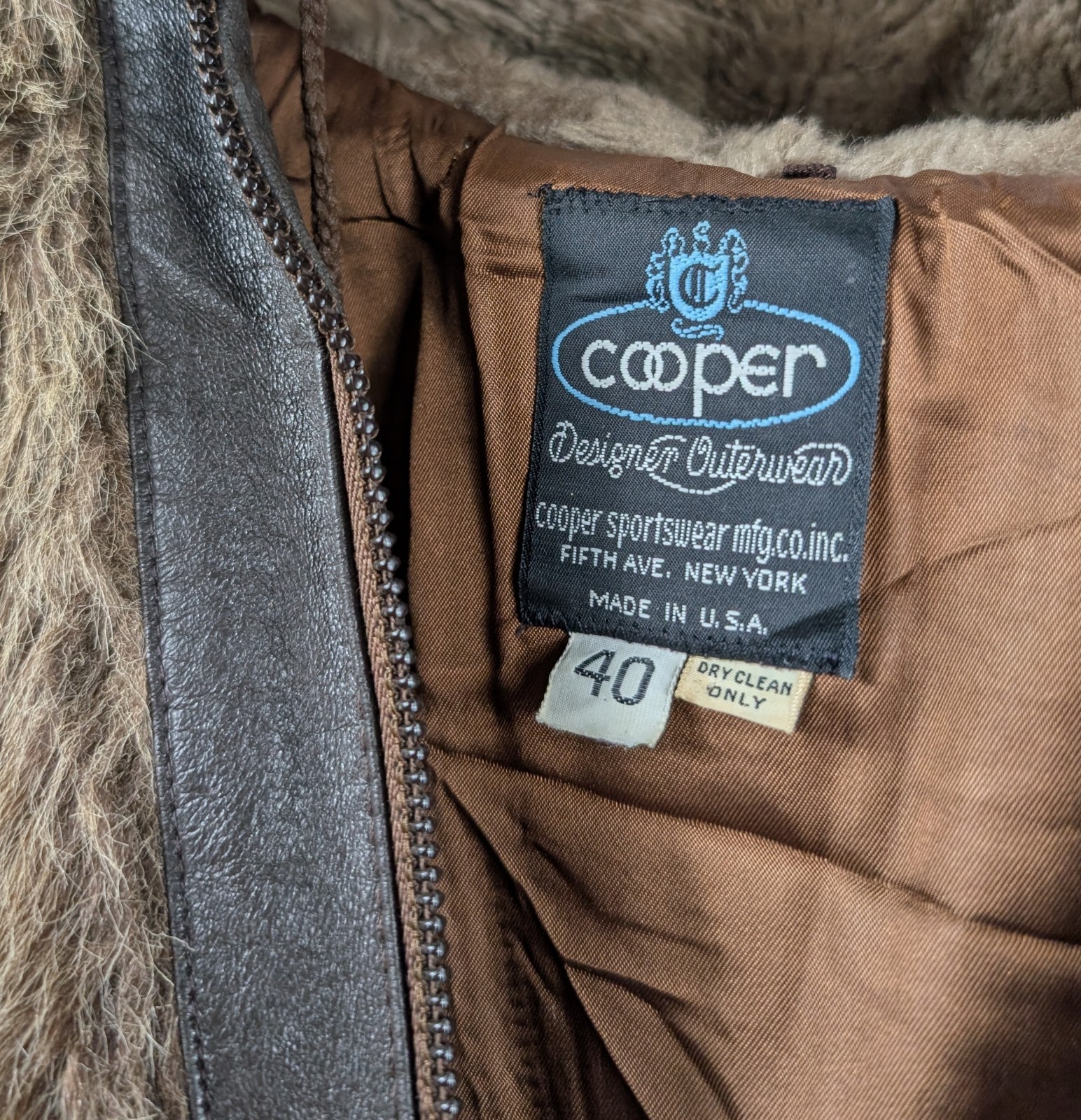 VTG Cooper Sportswear Faux Fur Jacket Hooded Boho Penny Lane Coat 70s 80s USA L