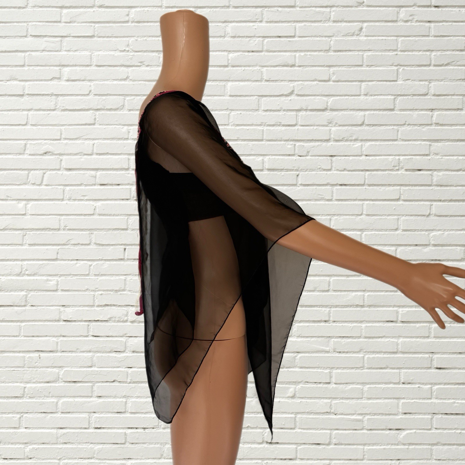 Vintage 70s Black Bell Sleeve Mesh Blouse – Fairy Grunge Xs