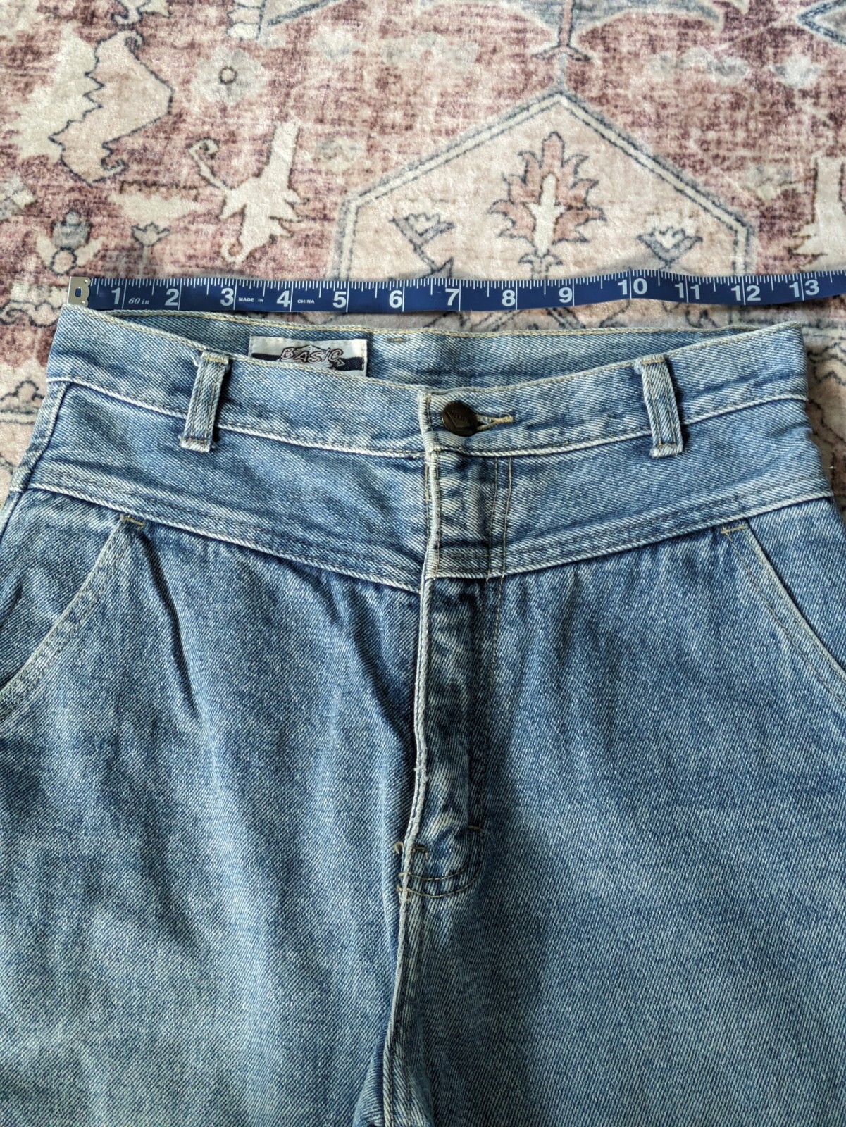 Vintage Basic Helium Pleated Blue Distressed Denim Jeans Pockets Women’s Size XS