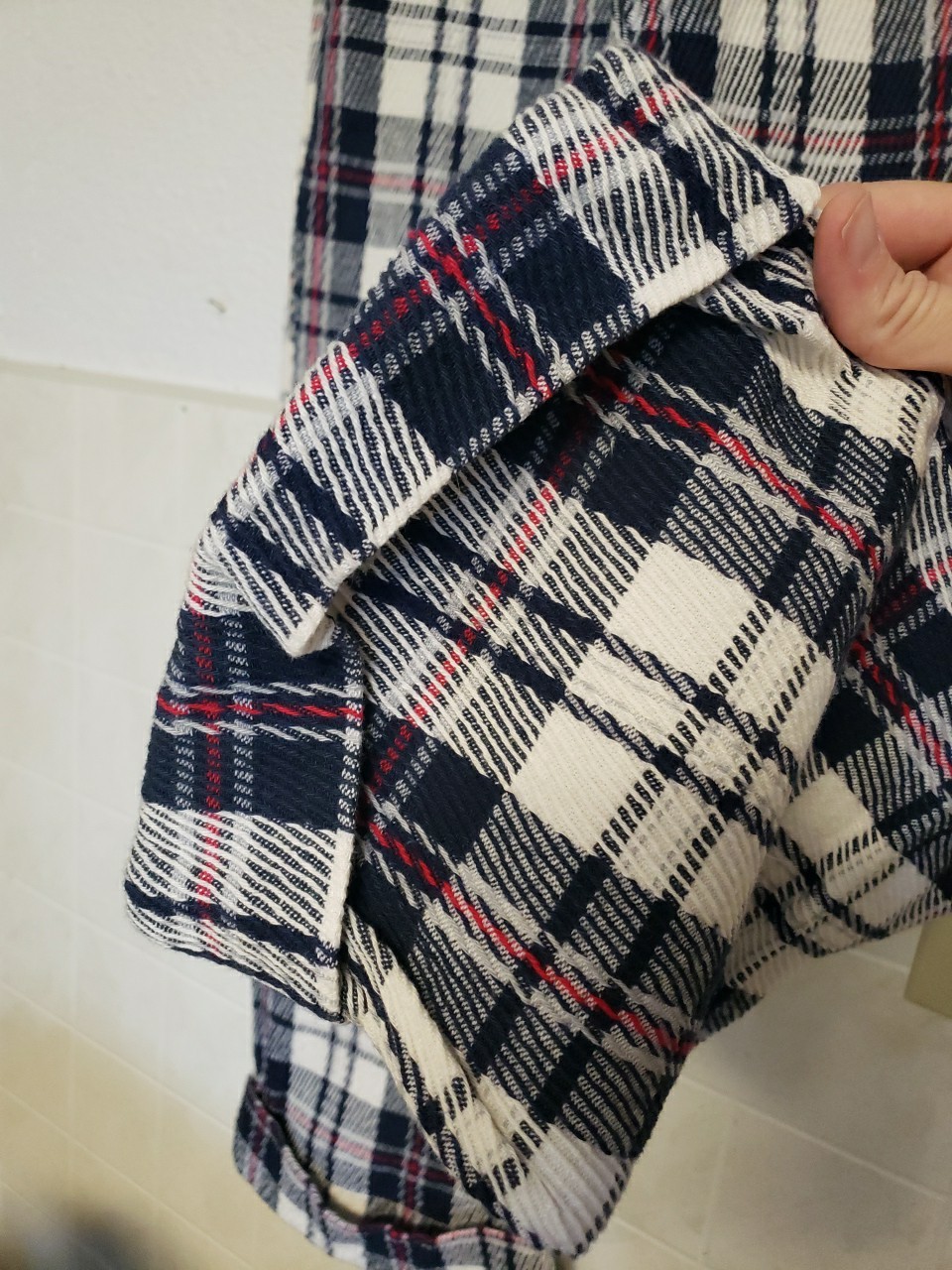 Vtg 60s 1970s Plaid Pants Cuffed 30×30 Red White Blue Bell Bottom Flare TopsAll