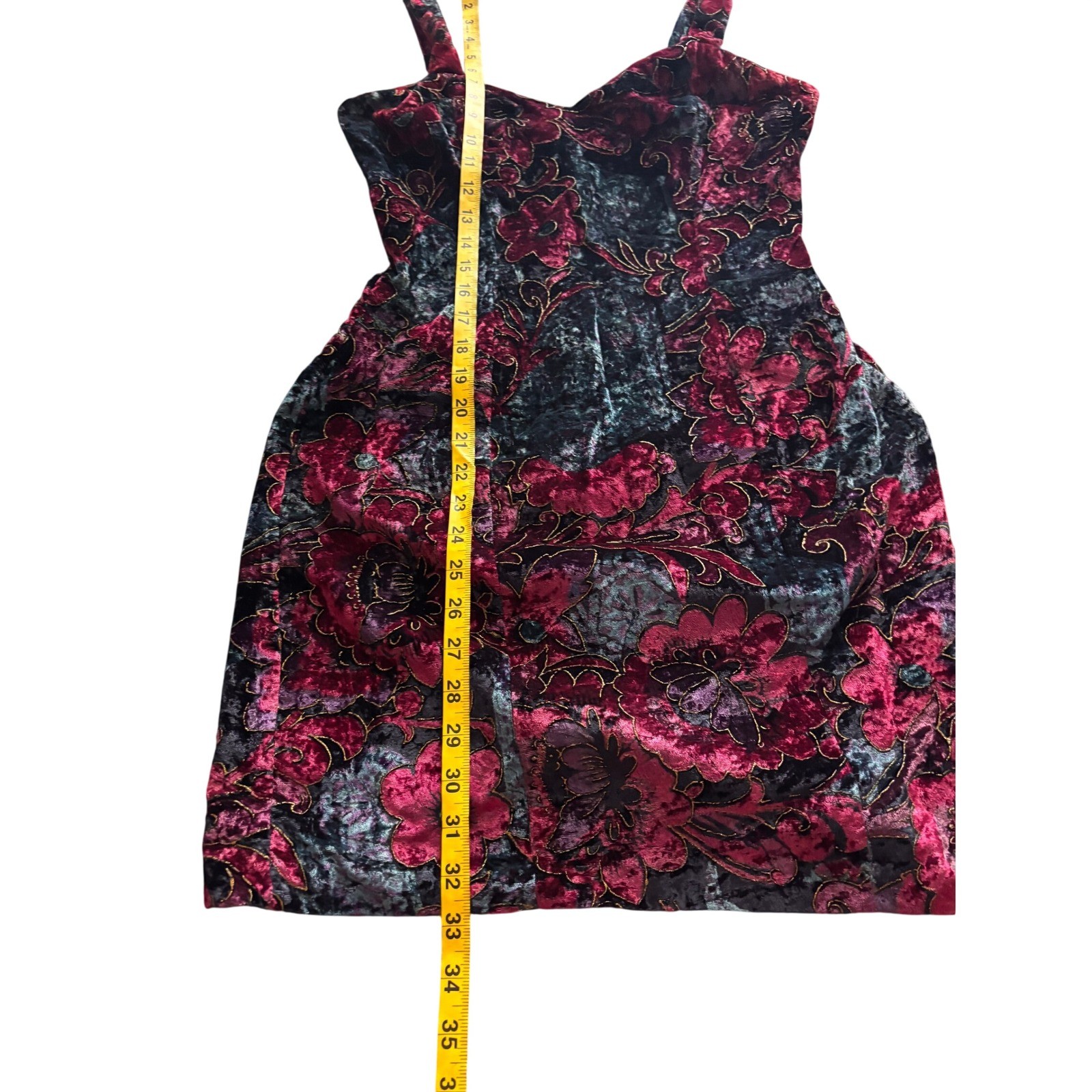90s Rampage Floral Prom Velvet Bodycon Dress Burgundy Gold Burnout Vintage