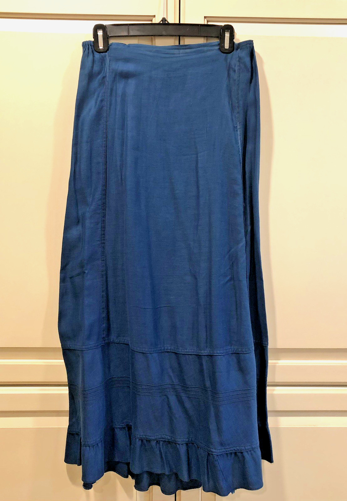 Antique Victorian Eduardian Indigo Blue Tiered Half Slip