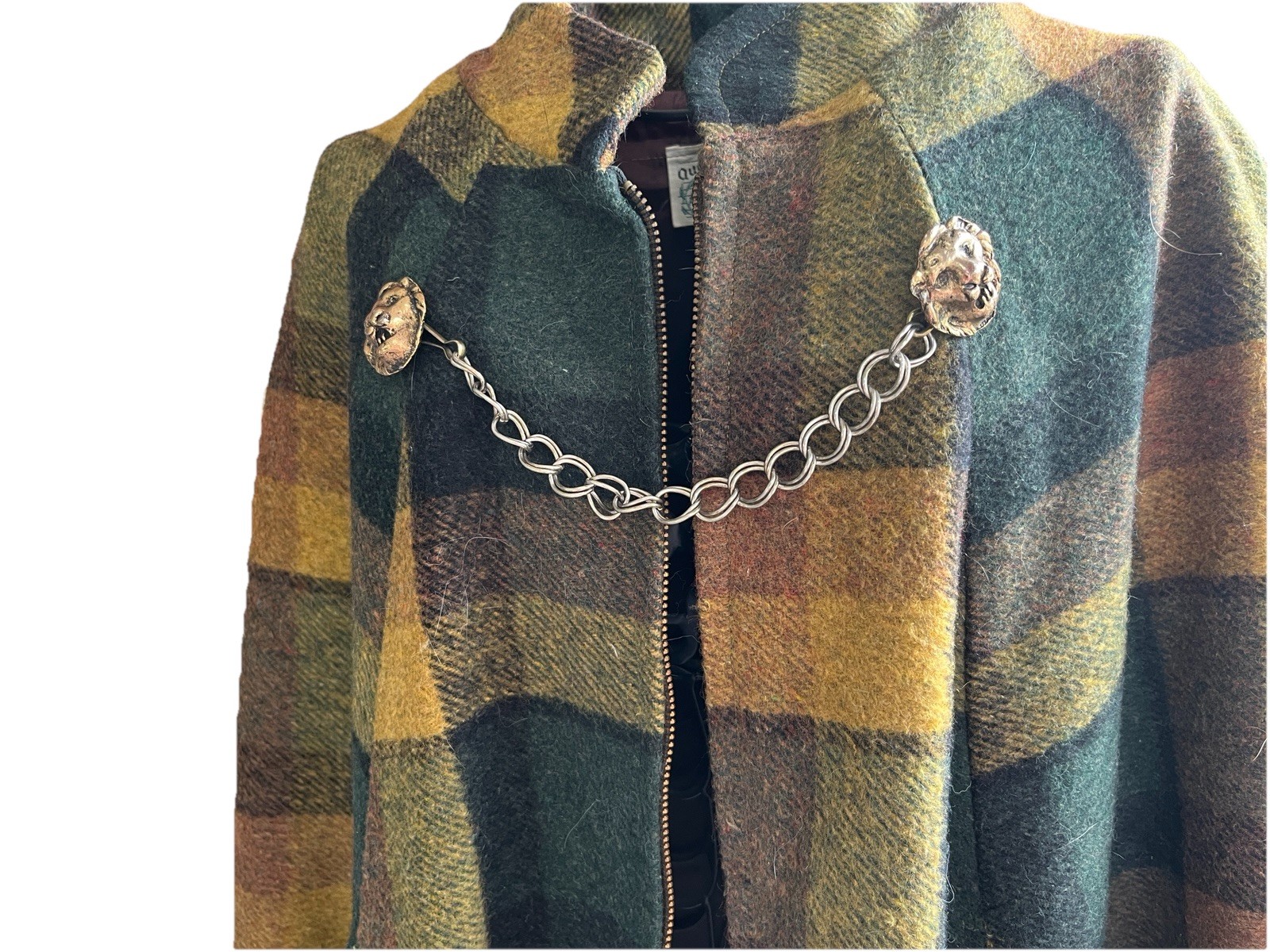 Queen of The Capes Country Place Scottish Tartan Wool Cape Poncho Plaid Lion
