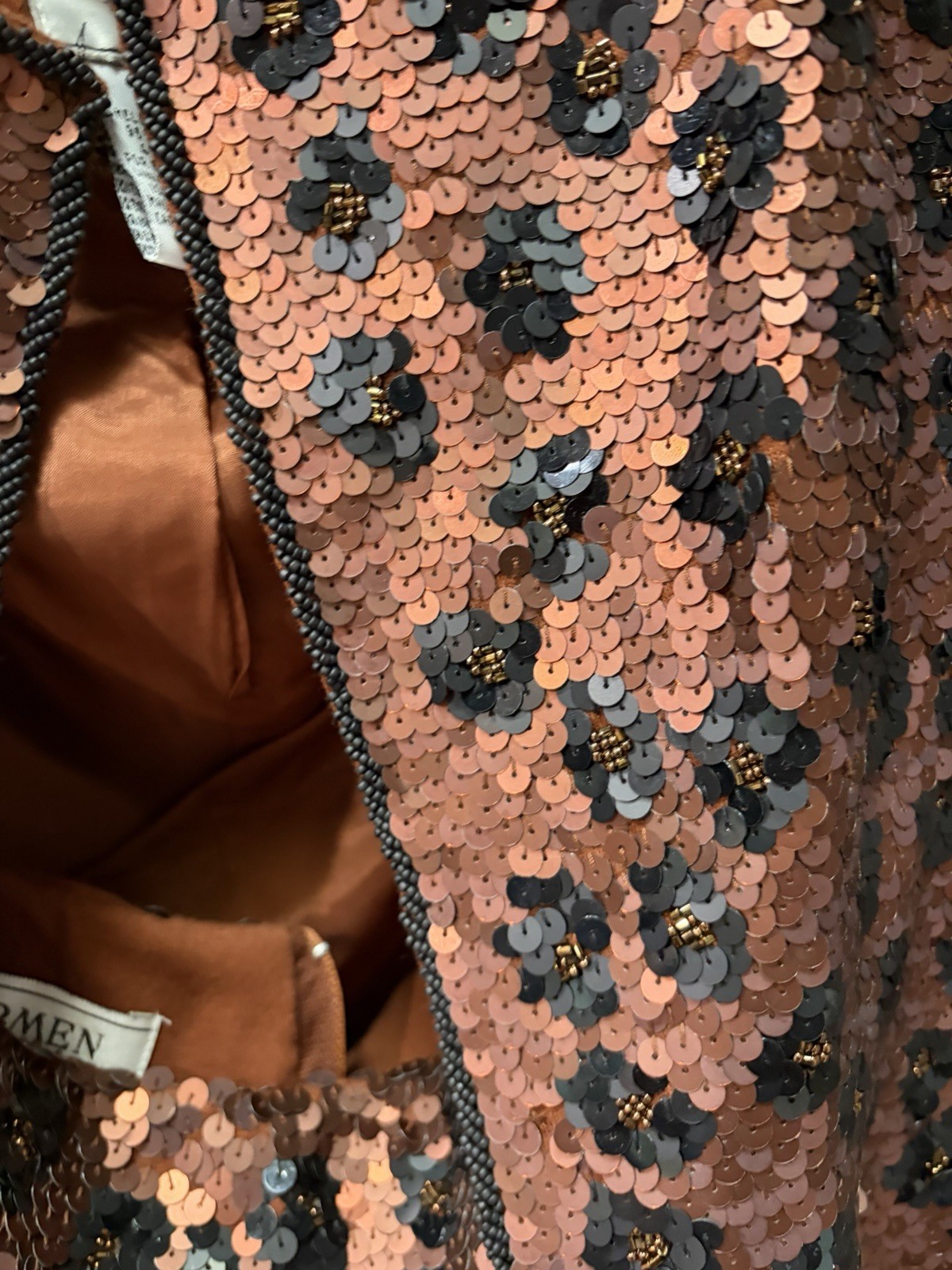 Vintage 1990s Carmen Marc Valvo Sequin Skirt & Jacket Size Small Leopard