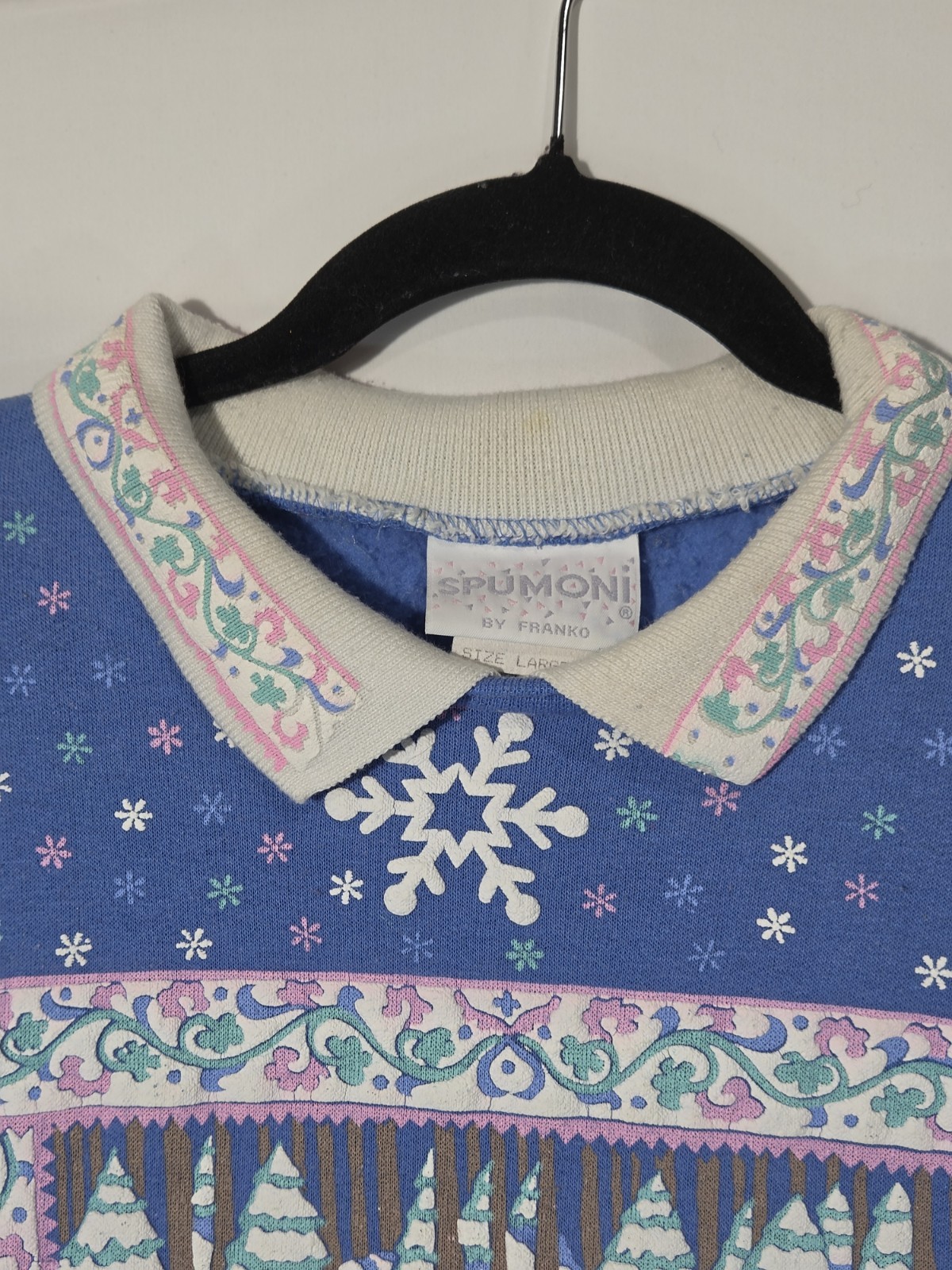 90s Spumoni Christmas Skating Bears Sweatshirt Women’s LRG Puff Paint Snowflake