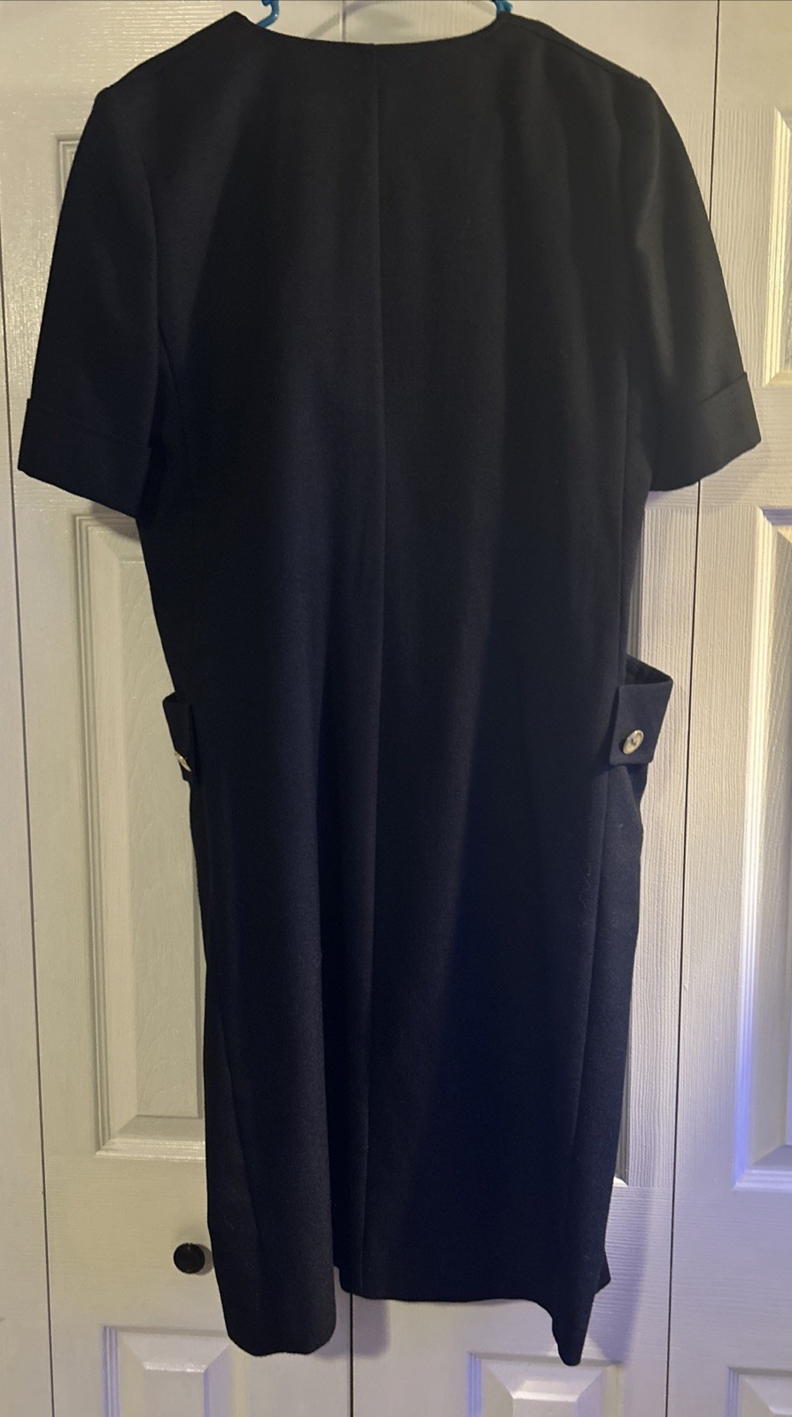 WEILL Paris Vintage Navy Blue Button Front Dress Gold Crest Buttons Old Money