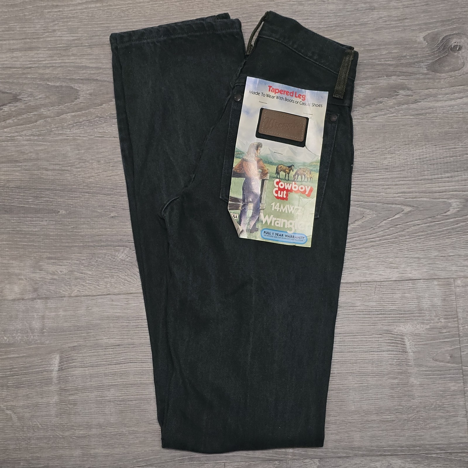 Vintage Wrangler Cowboy Cut 14MWZ Red Tag Jeans Women 0x34 Green USA Made NWT