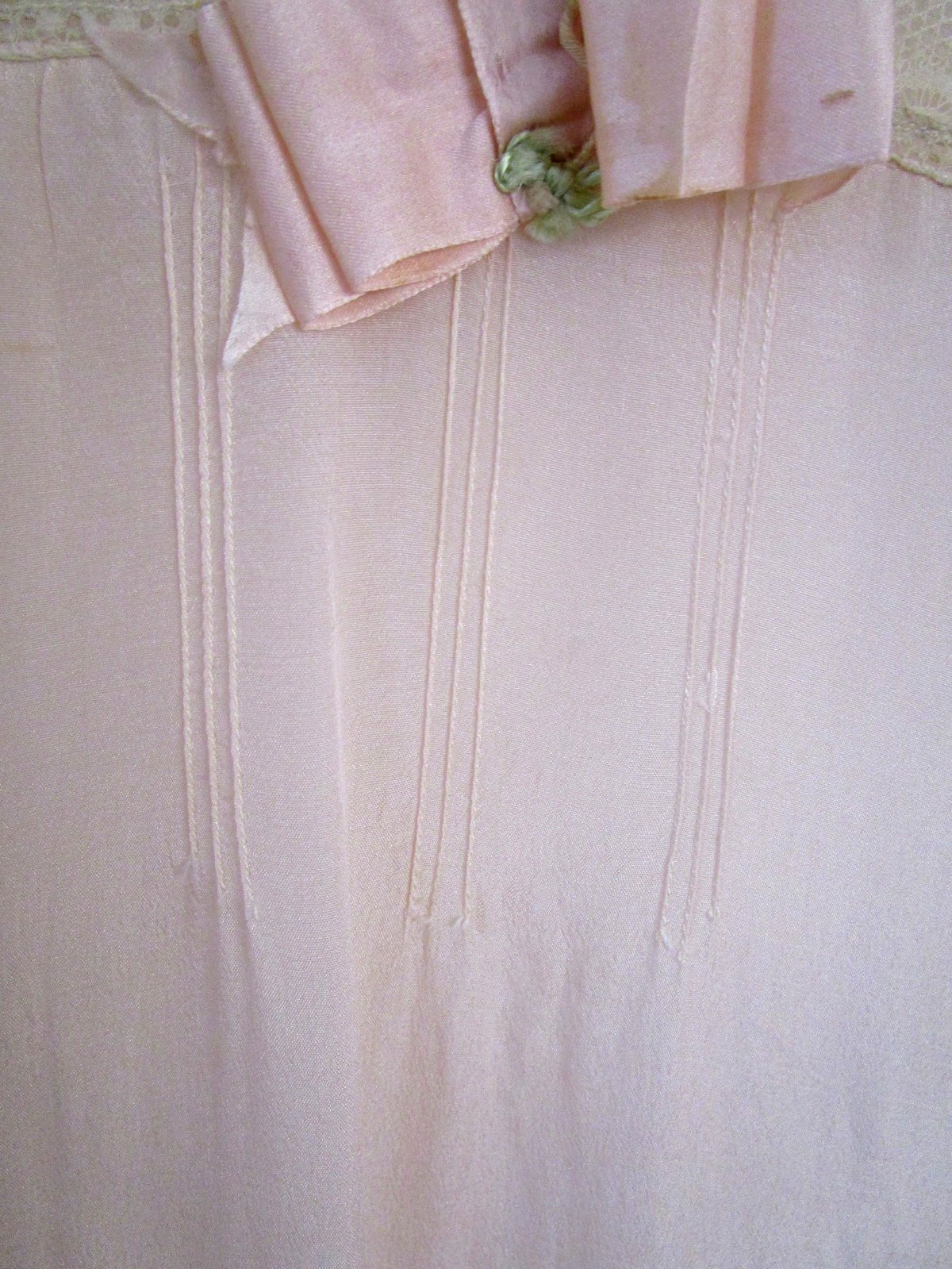 1920s Vtg Silk Long Nightgown Pink Peach Lace Lingerie Peignoir Sz M EXC CDN