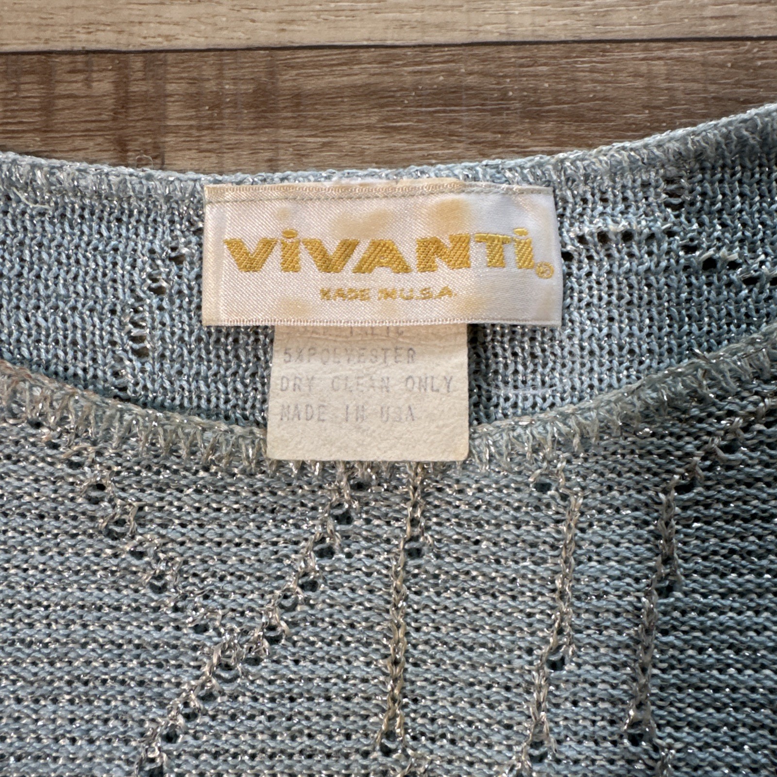 Vivanti Vintage 2 Piece Knit Set Dolman Blouse And Skirt Blue Glitter