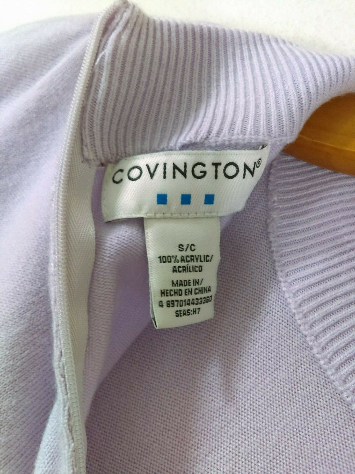 Vintage Covington Small Knit Short Sleeve Sweater Pale Purple Mock Neck Acrylic