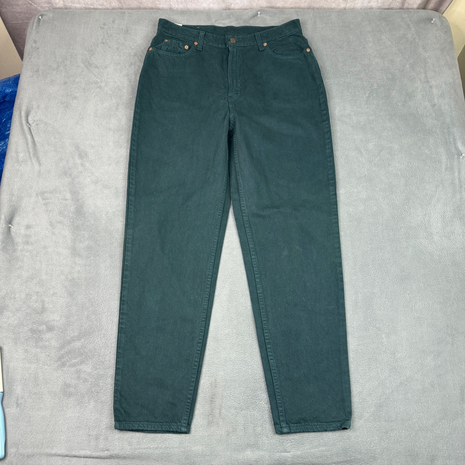 Vintage Levis 521 Tapered Fit Green Jeans Womens 16 Med High Rise Made in USA