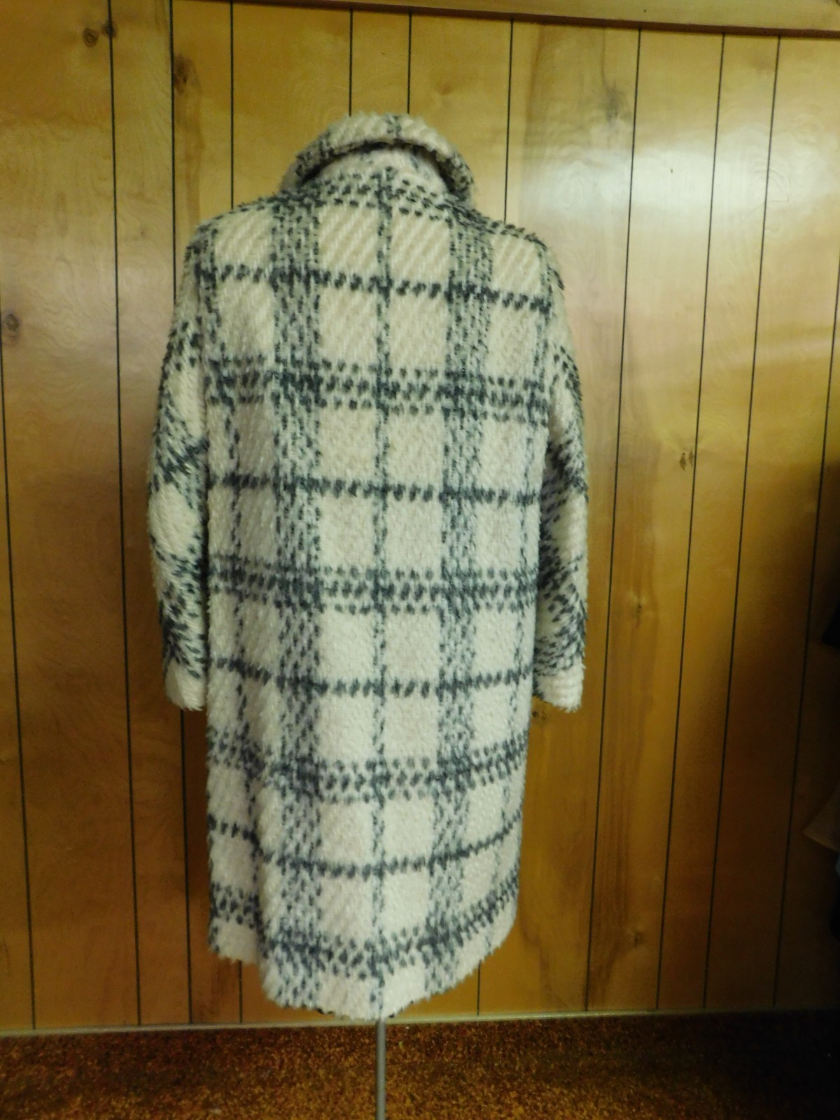 Vintage Mar Del By Rice Cream Gray Plaid Coat 43″ Bust
