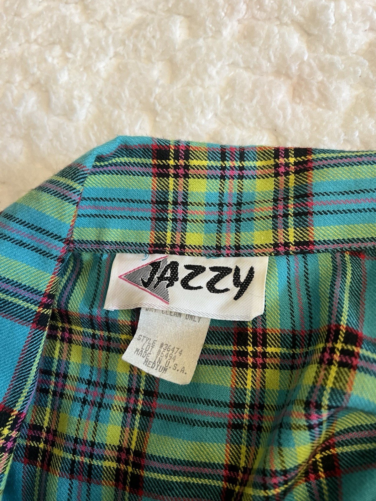 VTG Made In The USA Jazzy Blazer Women’s (M) Turquoise Plaid Preppy. JZ151