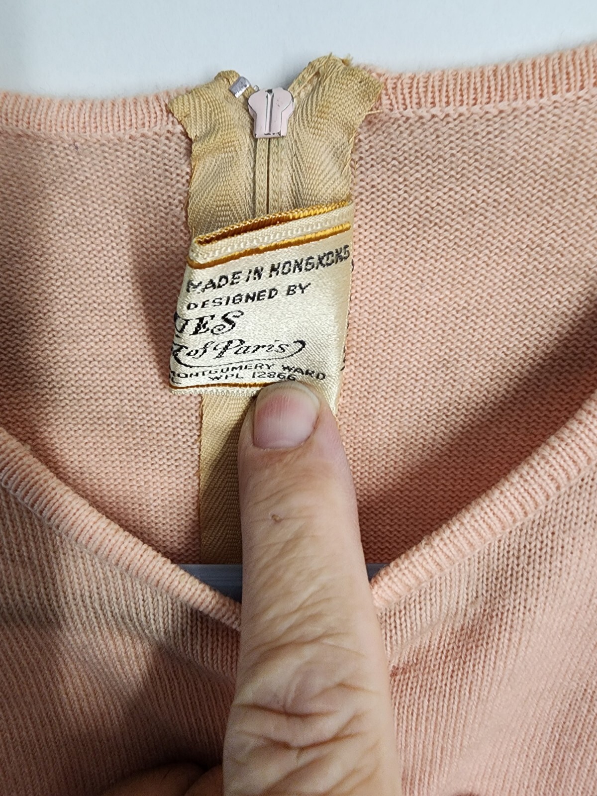 Wool Sweater Set Beaded Brentshire Jacques Heim of Paris Pink Lined Vintage