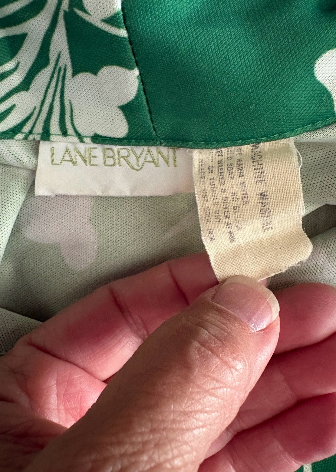 VTG 70’S Lane Bryant Green Floral Kaftan Maxi Hostess dress OS