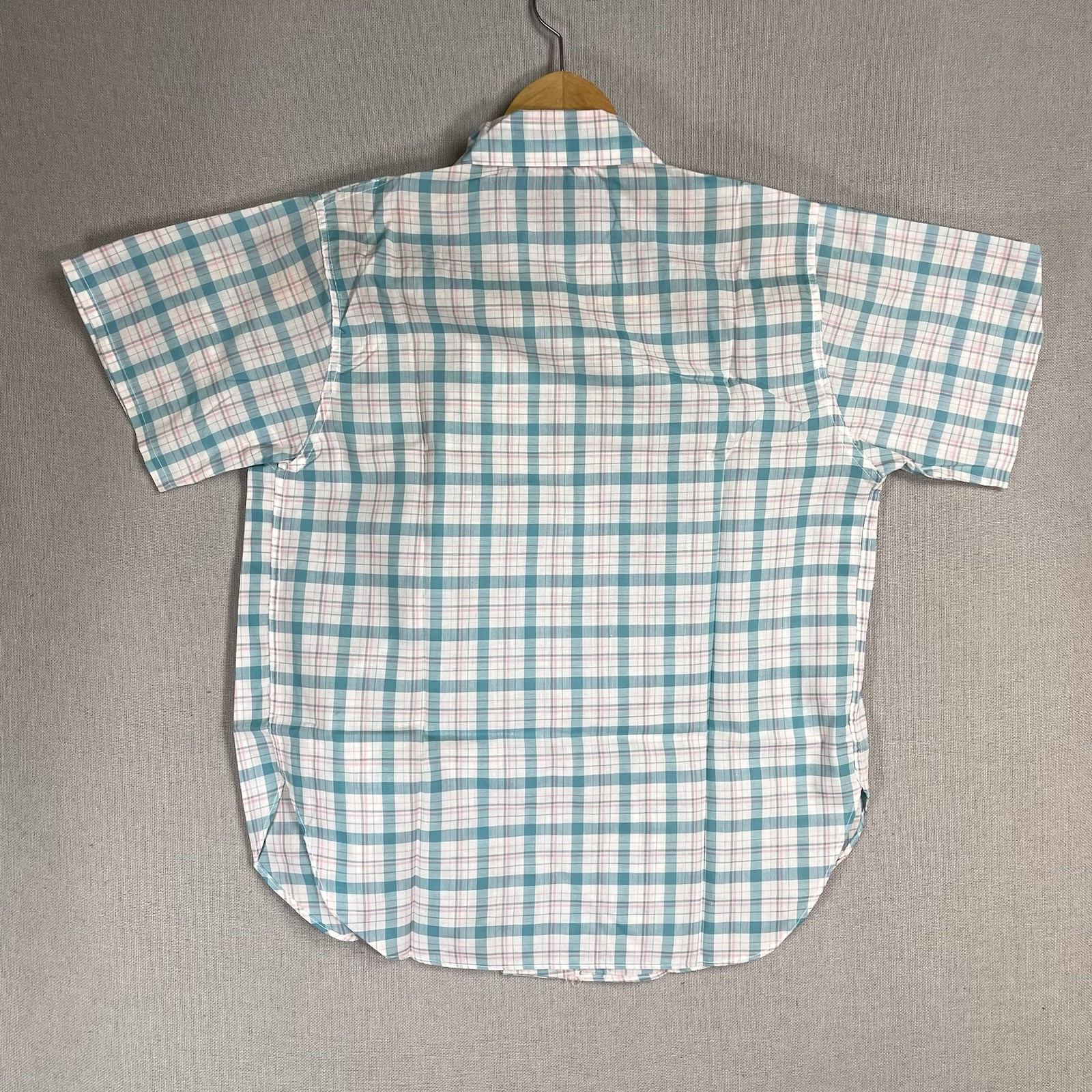 VINTAGE 60s Lewis Frimel Pajama Shirt Plaid Womens Size 32 Cotton Short Sleeve