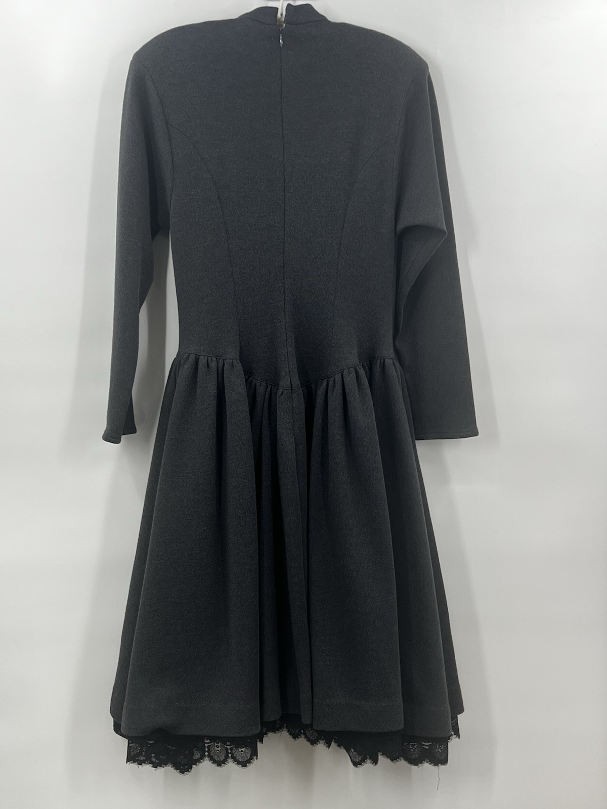 VTG 70’s Geoffrey Beene Gallant Old Money Sz 4 XS Gray Dress Lace Party