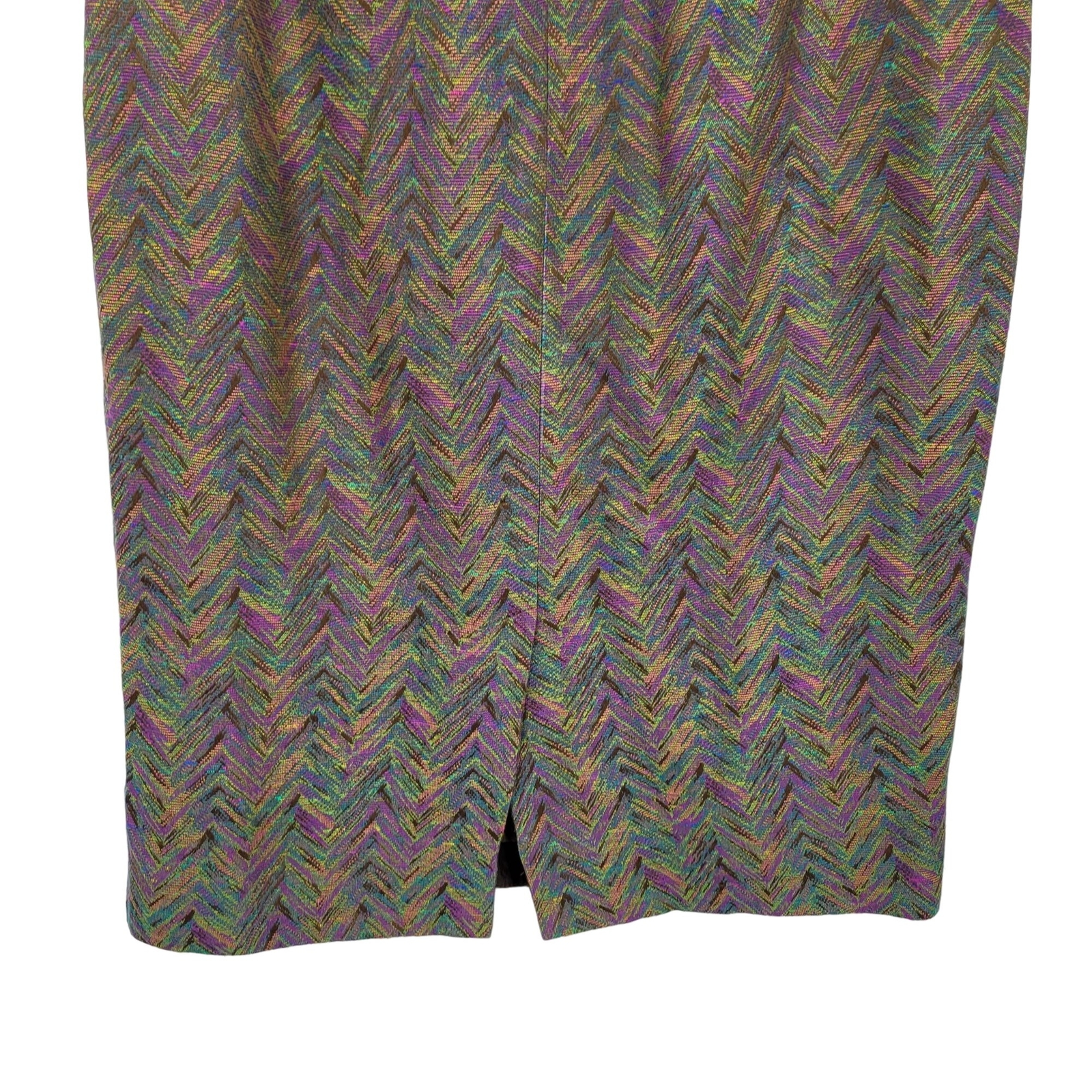 Womens 80’s Power Suit 8 Skirt Set Rainbow Chevron Psychedelic Twill Button